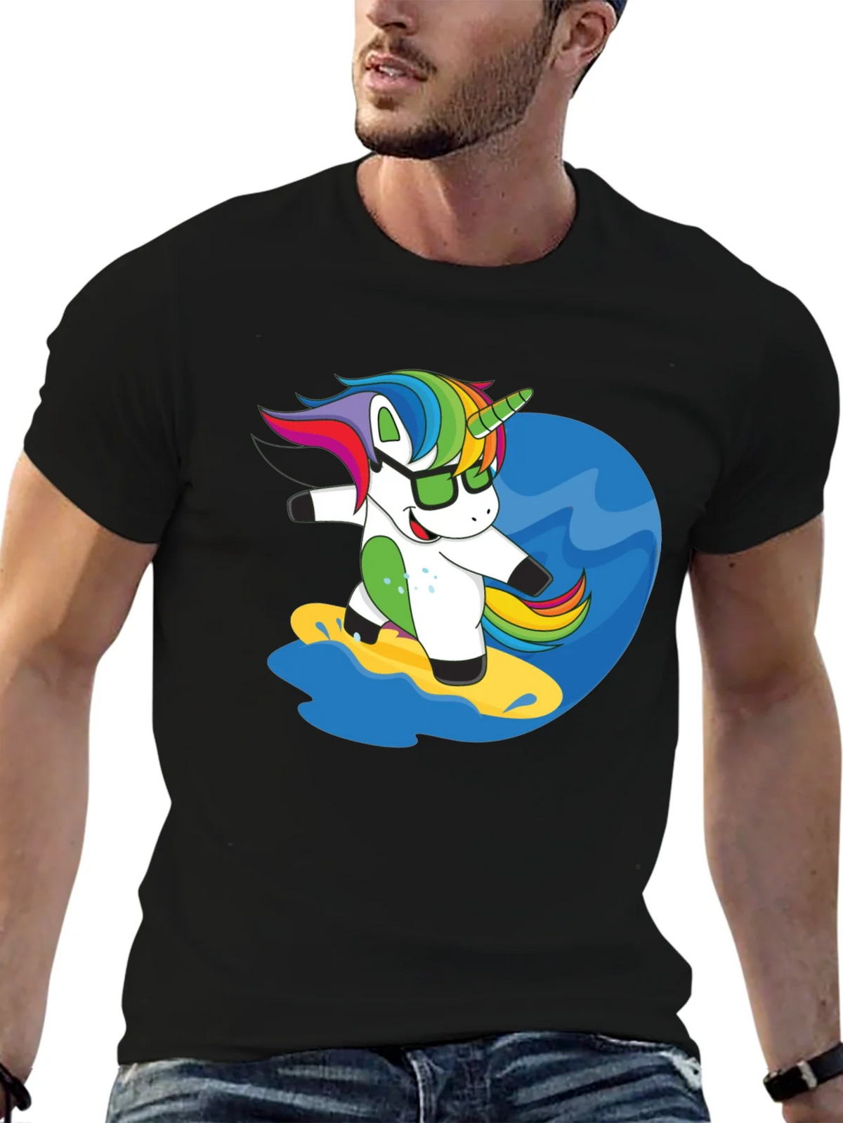 Surfing Unicorn Graphic Tee - Black product image 6