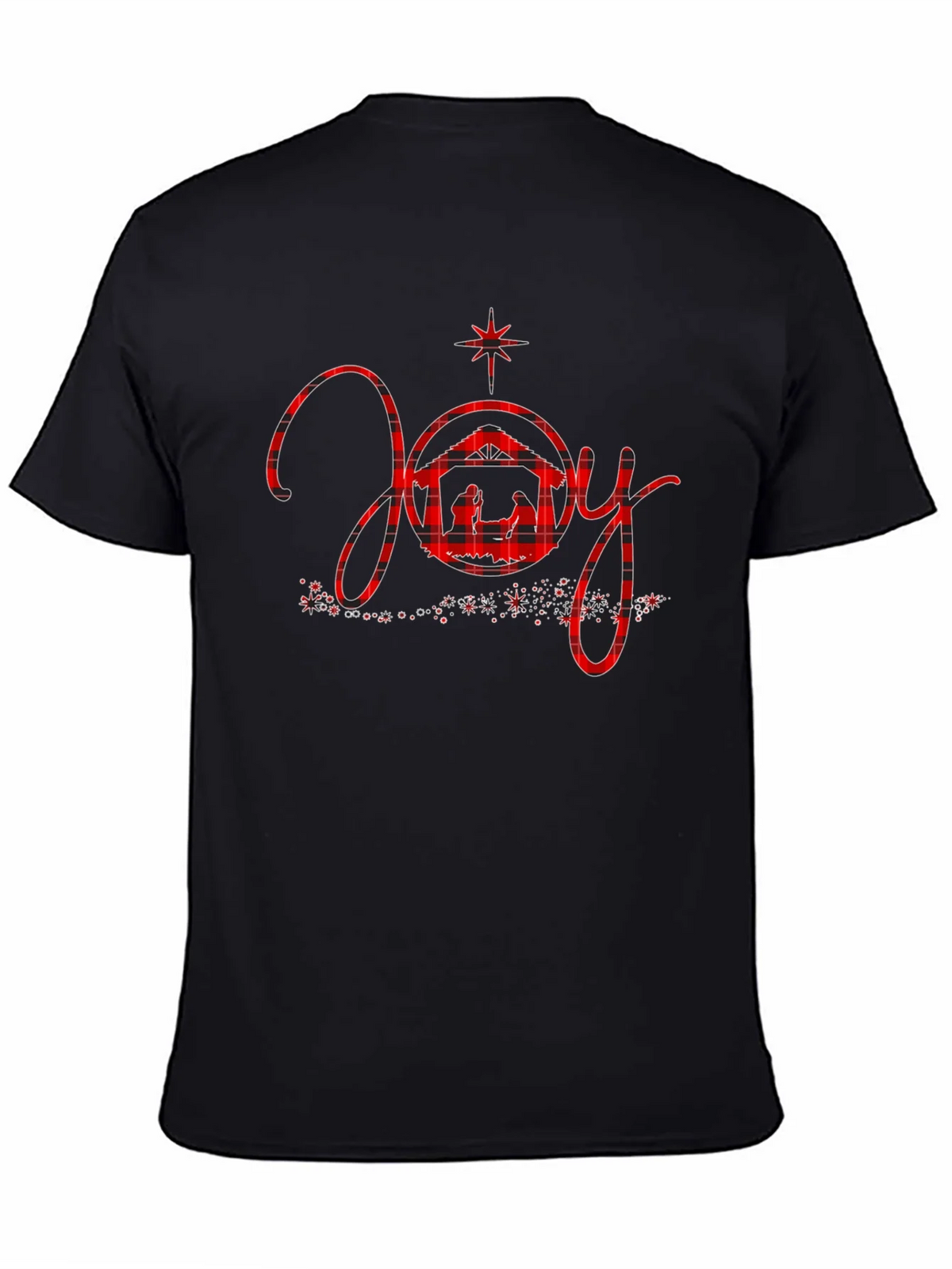 Joy Nativity Plaid Christmas Graphic Tee product image 3