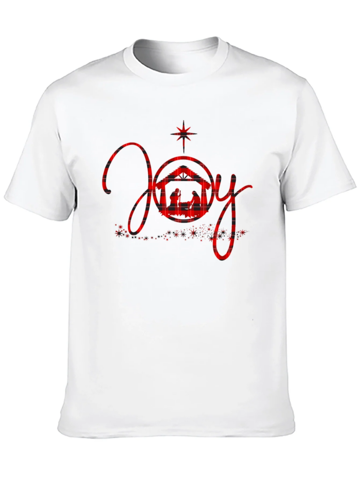 Joy Nativity Plaid Christmas Graphic Tee product image 8