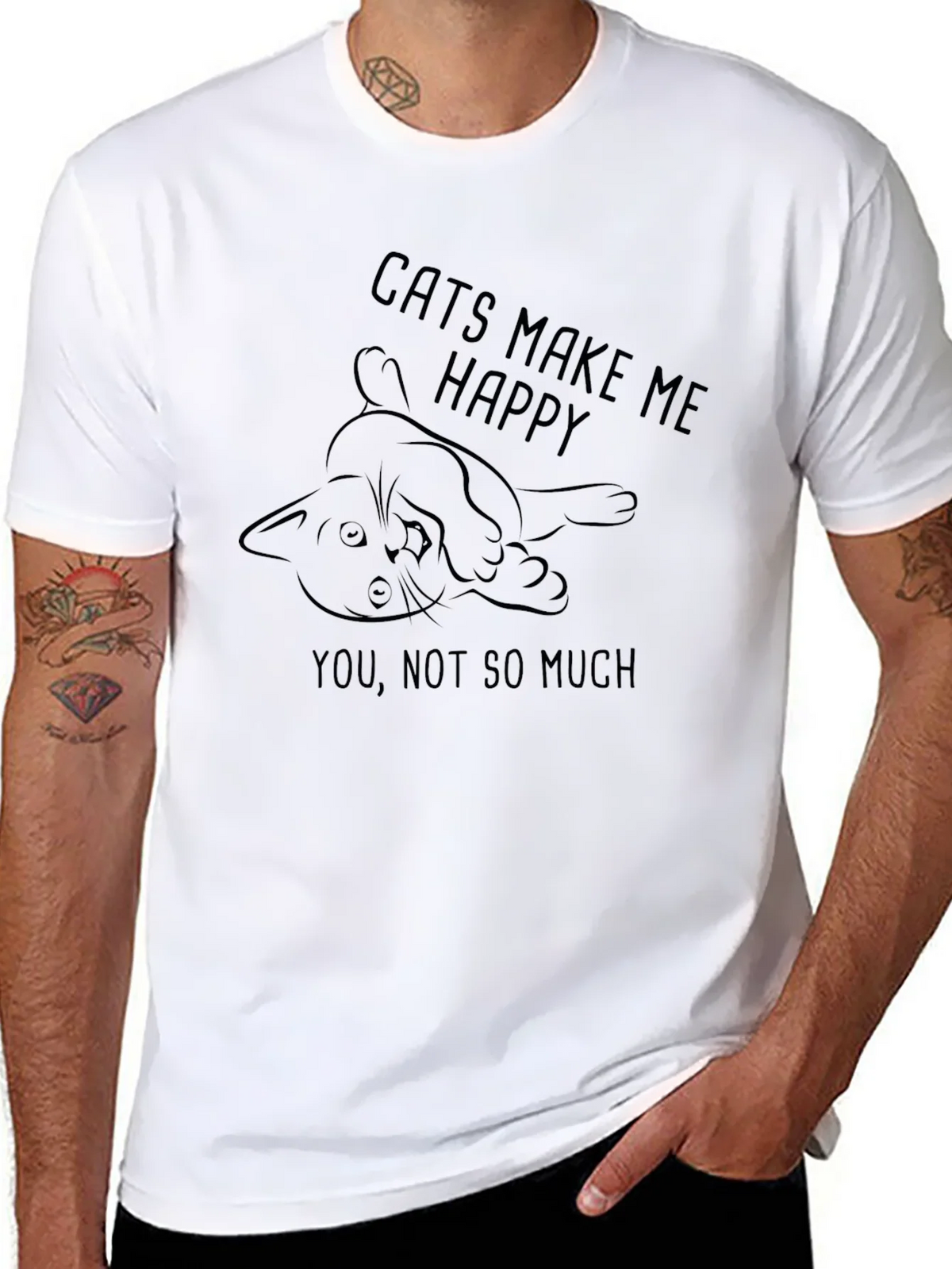 Cats Make Me Happy T-Shirt product image 7