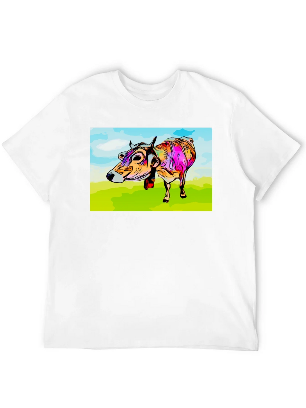 Cow Art Print Black T-Shirt product image 11