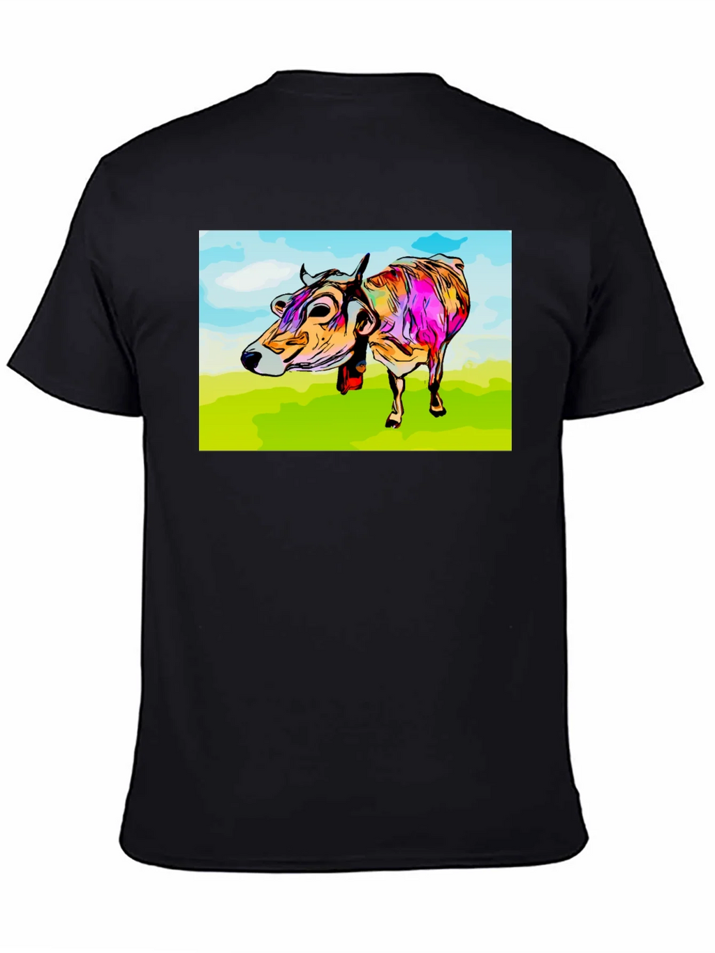 Cow Art Print Black T-Shirt product image 4