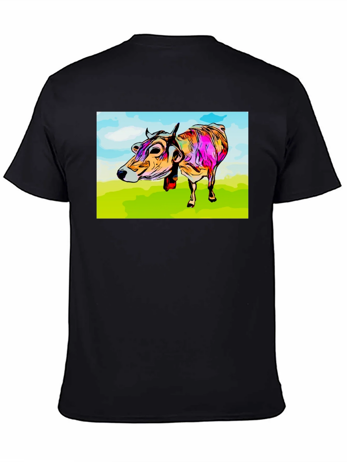 Cow Art Print Black T-Shirt product image 4