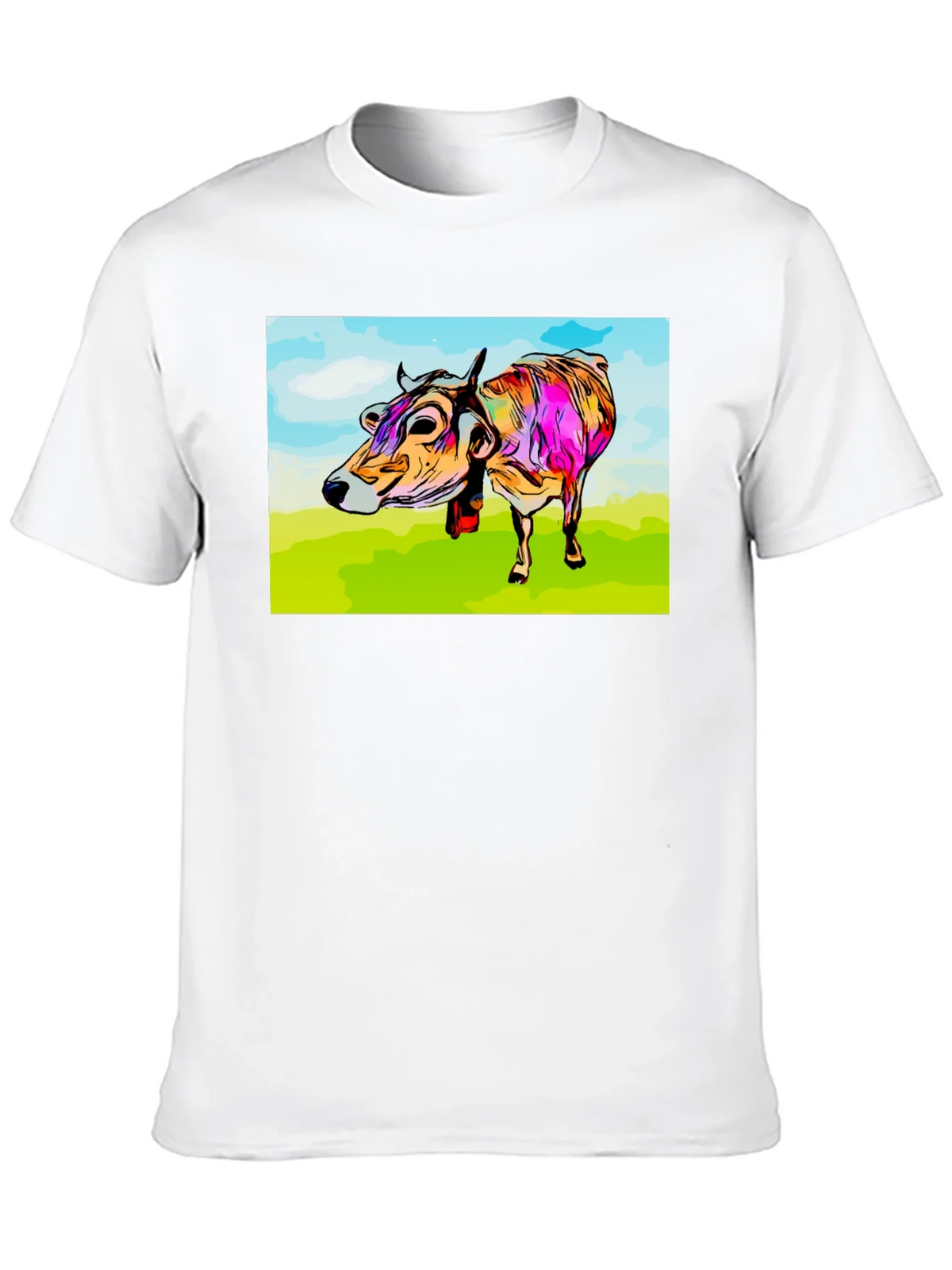 Cow Art Print Black T-Shirt product image 9