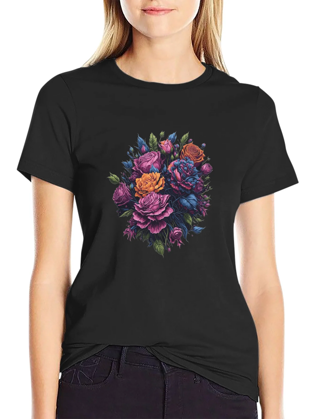 Floral Bouquet Black T-Shirt product image 2