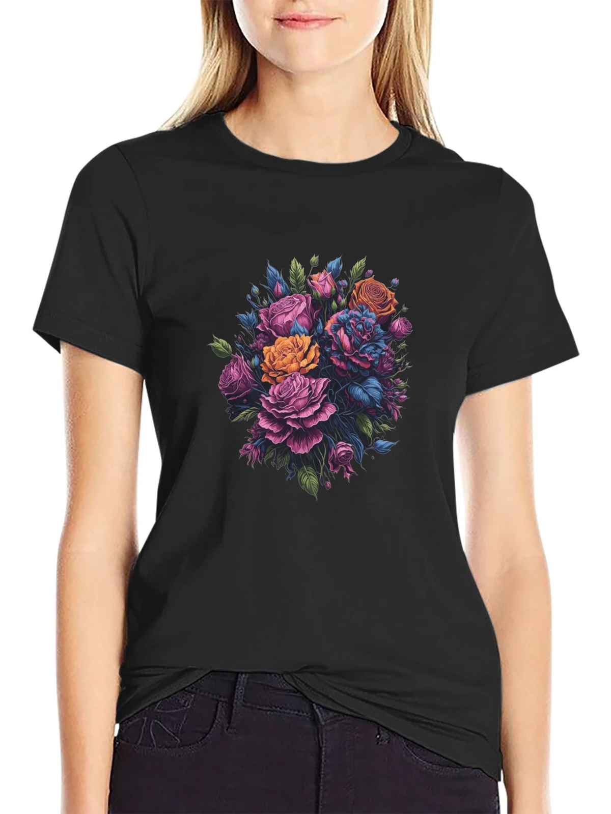 Floral Bouquet Black T-Shirt product image 2