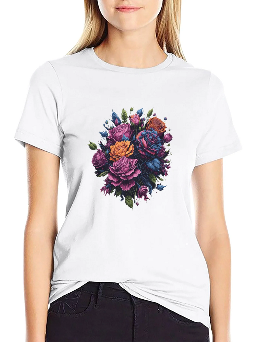 Floral Bouquet Black T-Shirt product image 8
