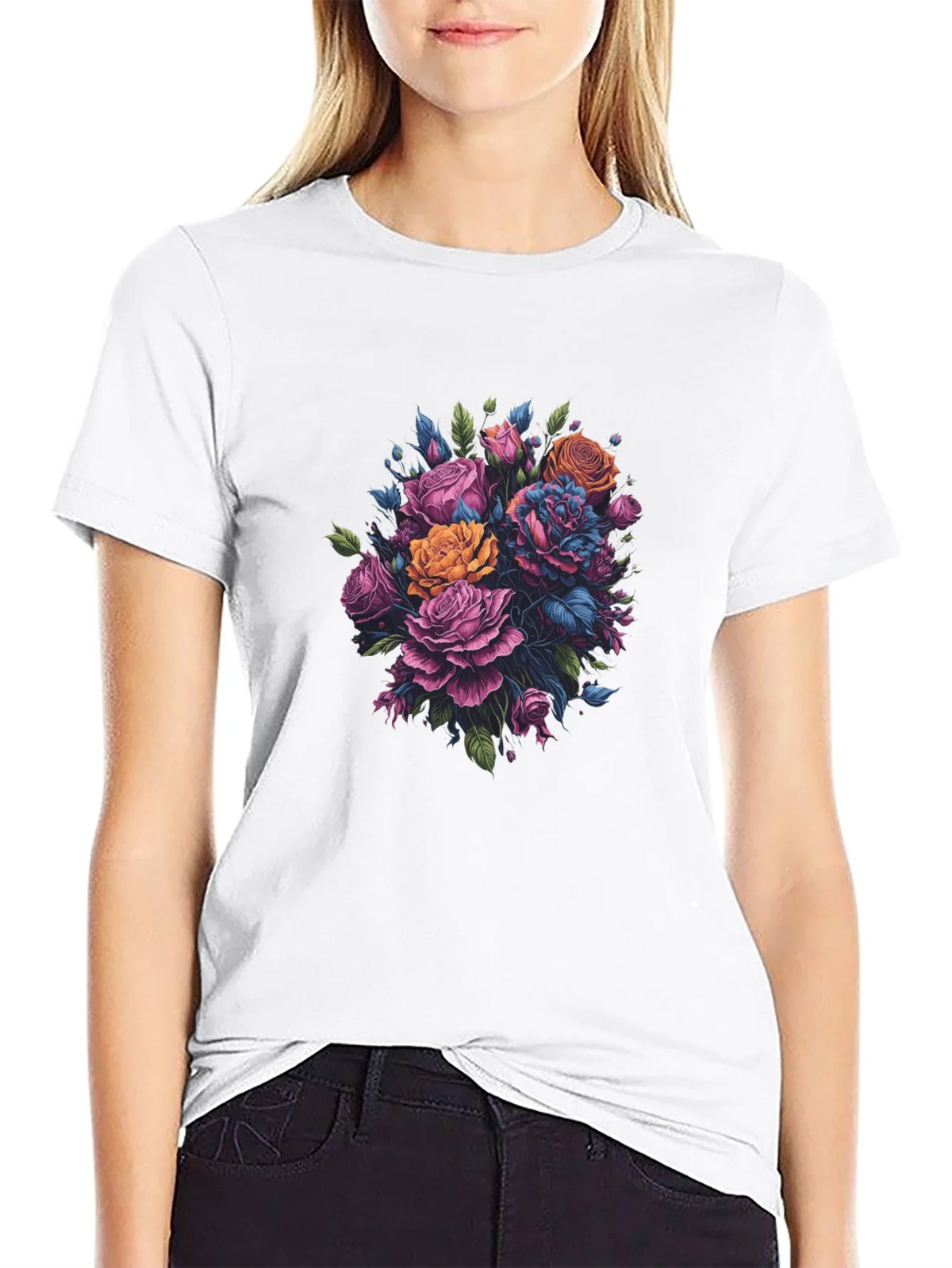 Floral Bouquet Black T-Shirt product image 8