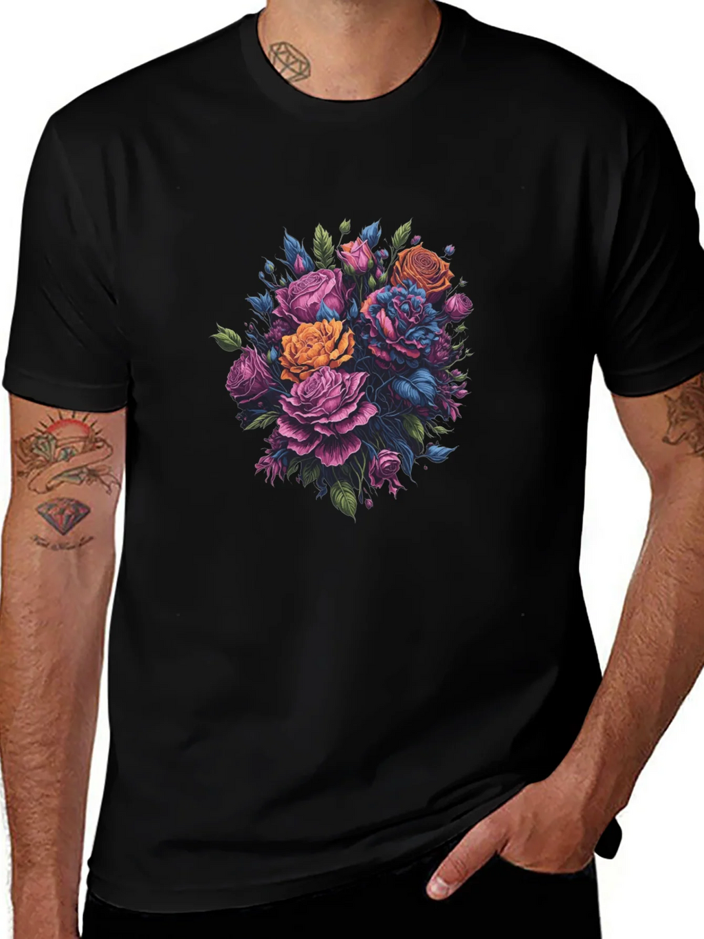 Floral Bouquet Black T-Shirt product image 1