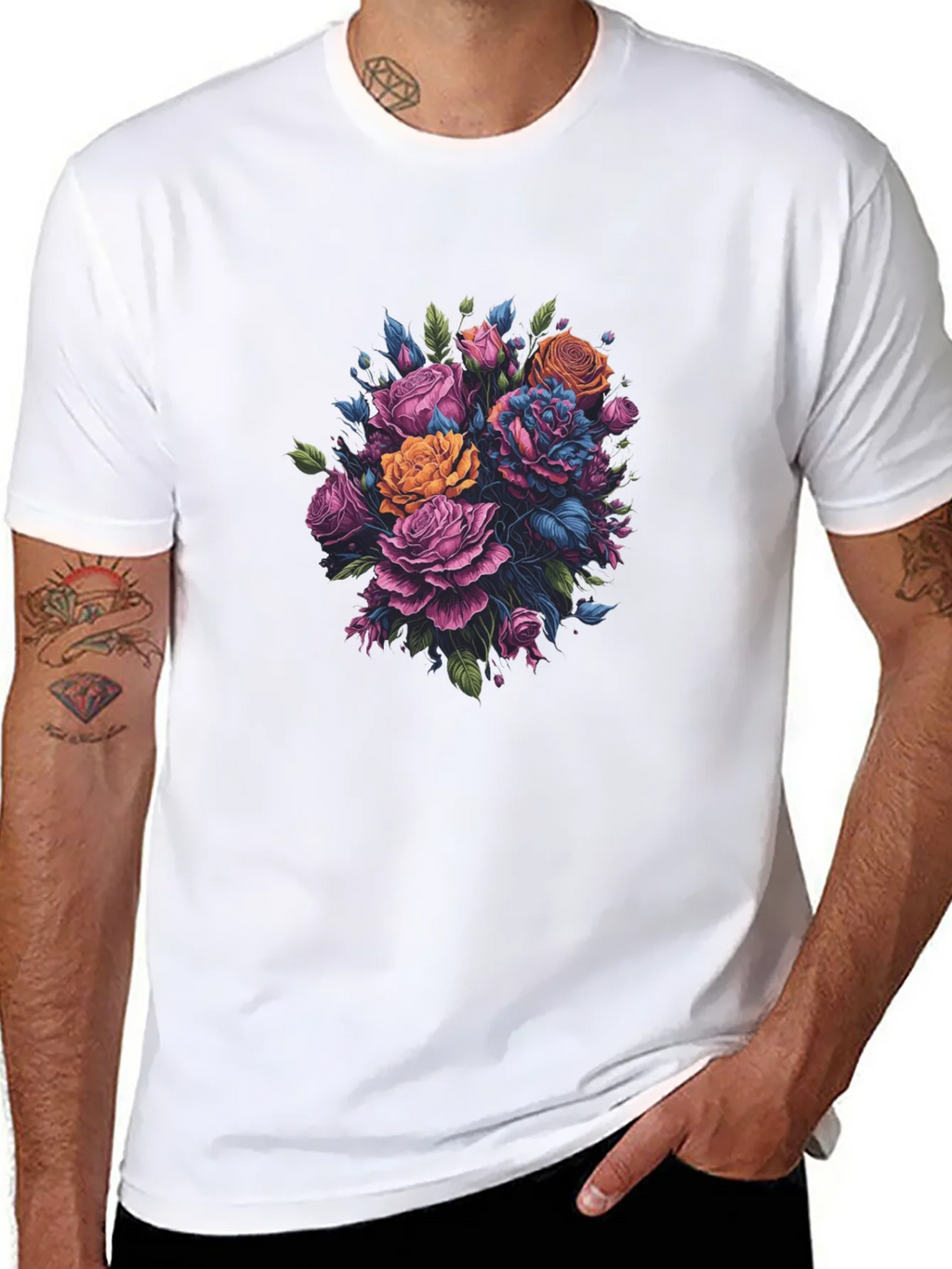 Floral Bouquet Black T-Shirt product image 7