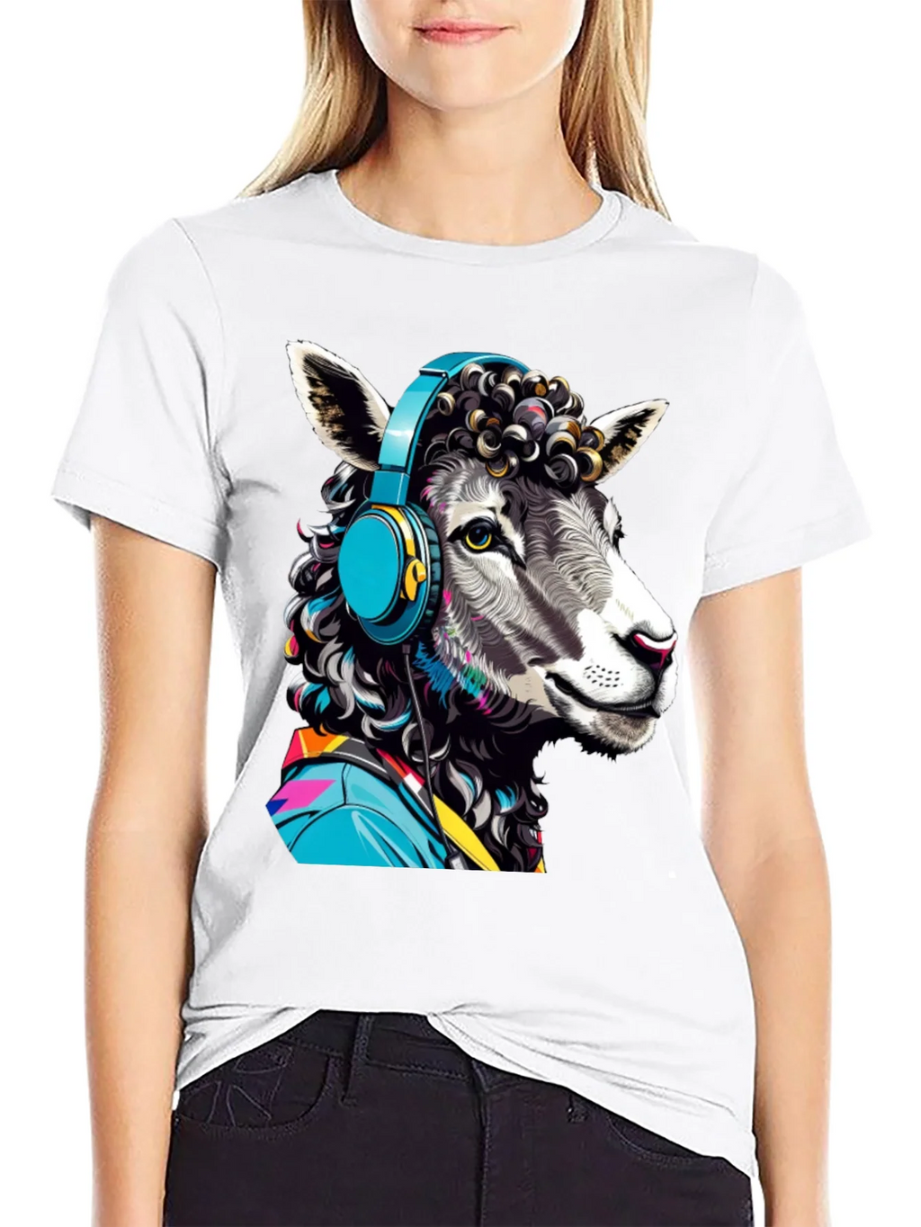 Sheep with Headphones Graphic Tee - Quirky Animal Design product image 8