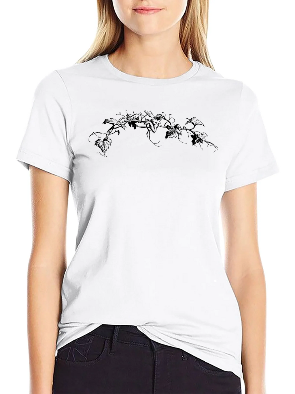 Mens Black T-Shirt with Vine Design product image 8