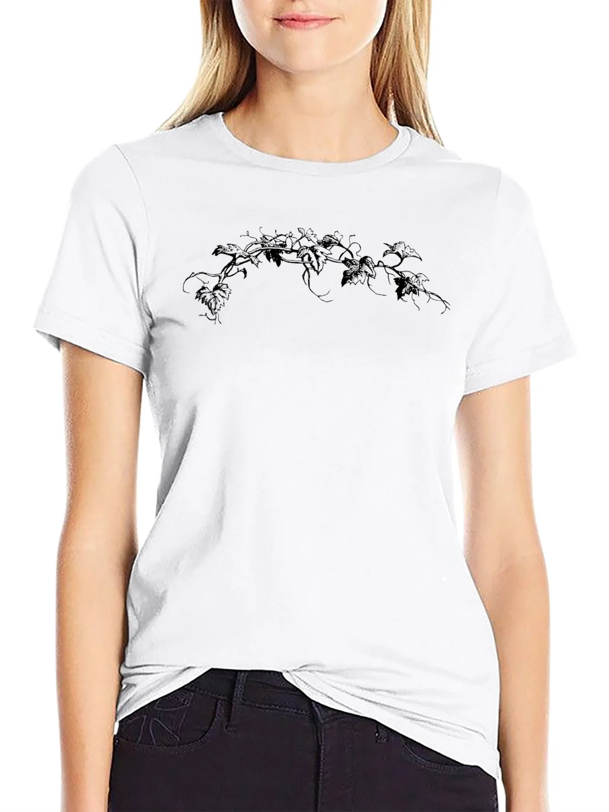 Mens Black T-Shirt with Vine Design product image 8