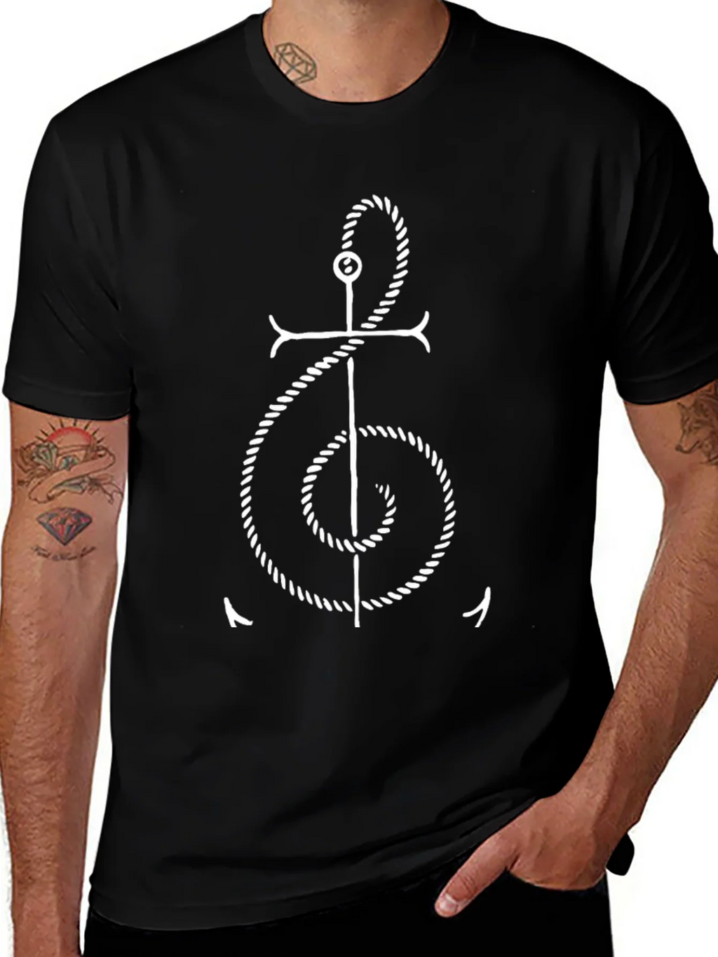 Anchor Rope Treble Clef T-Shirt - Nautical Music Tee product image 1