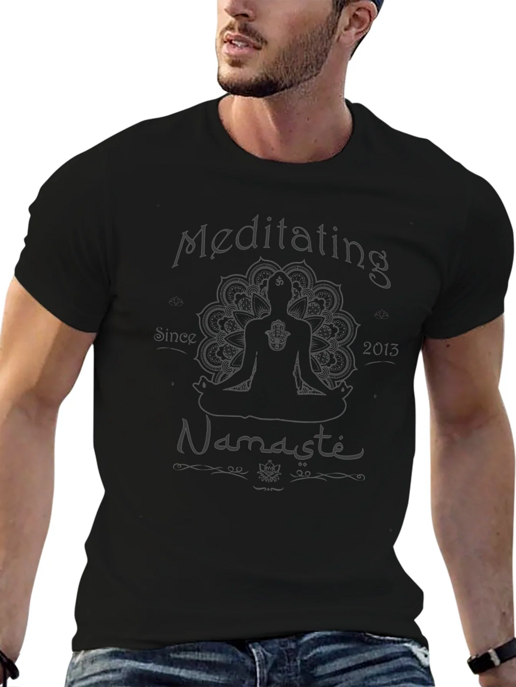 Meditating Since 2015 Namaste Black T-Shirt product image 6