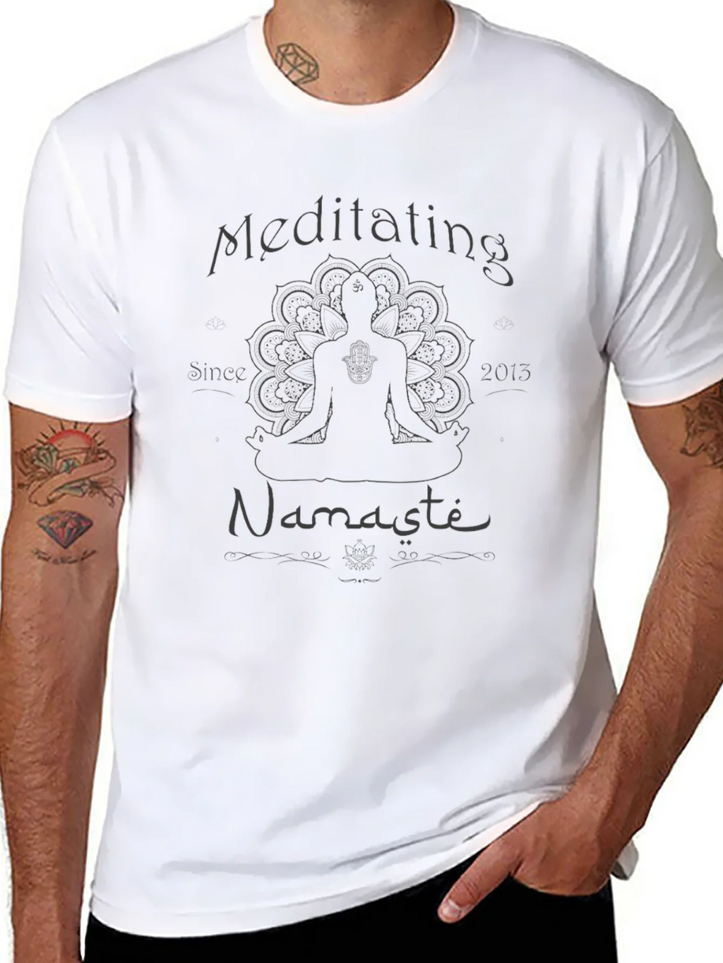 Meditating Since 2015 Namaste Black T-Shirt product image 7