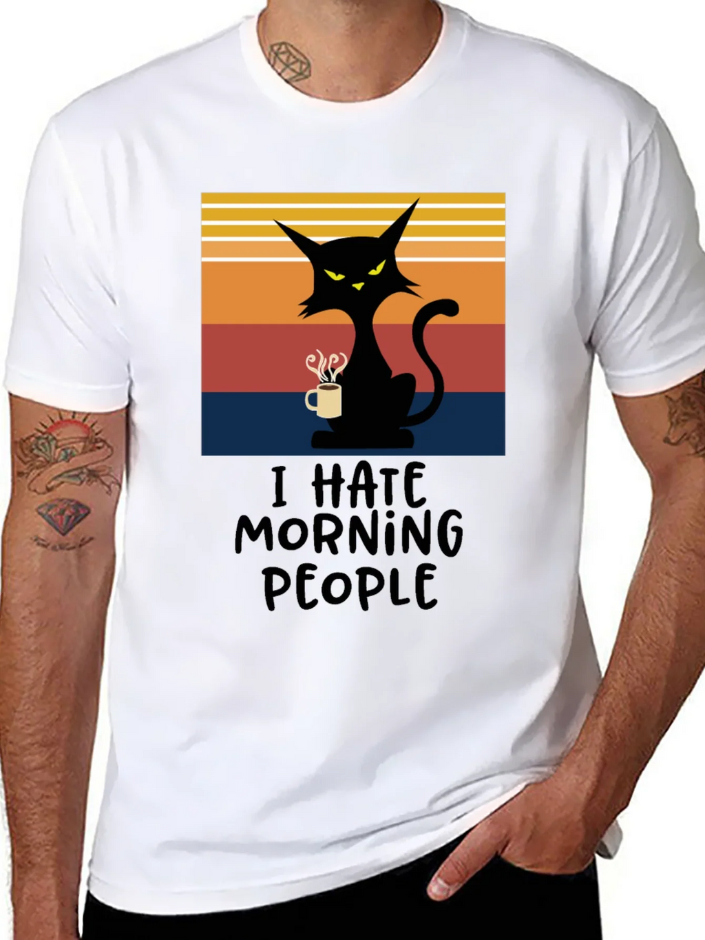 I Hate Morning People Cat T-Shirt product image 7