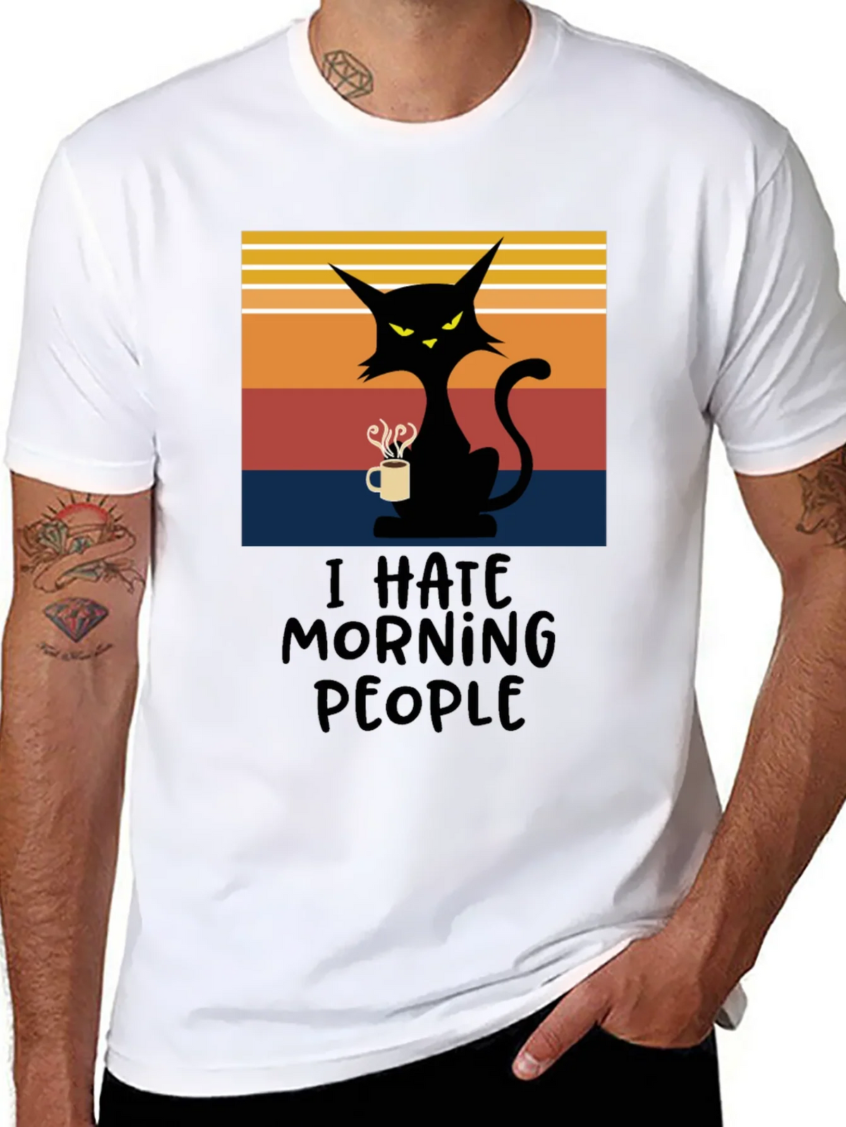 I Hate Morning People Cat T-Shirt product image 7