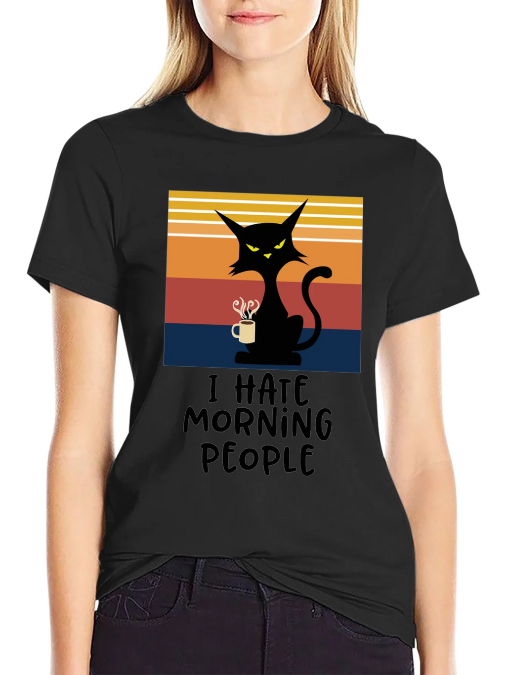 I Hate Morning People Cat T-Shirt product image 2