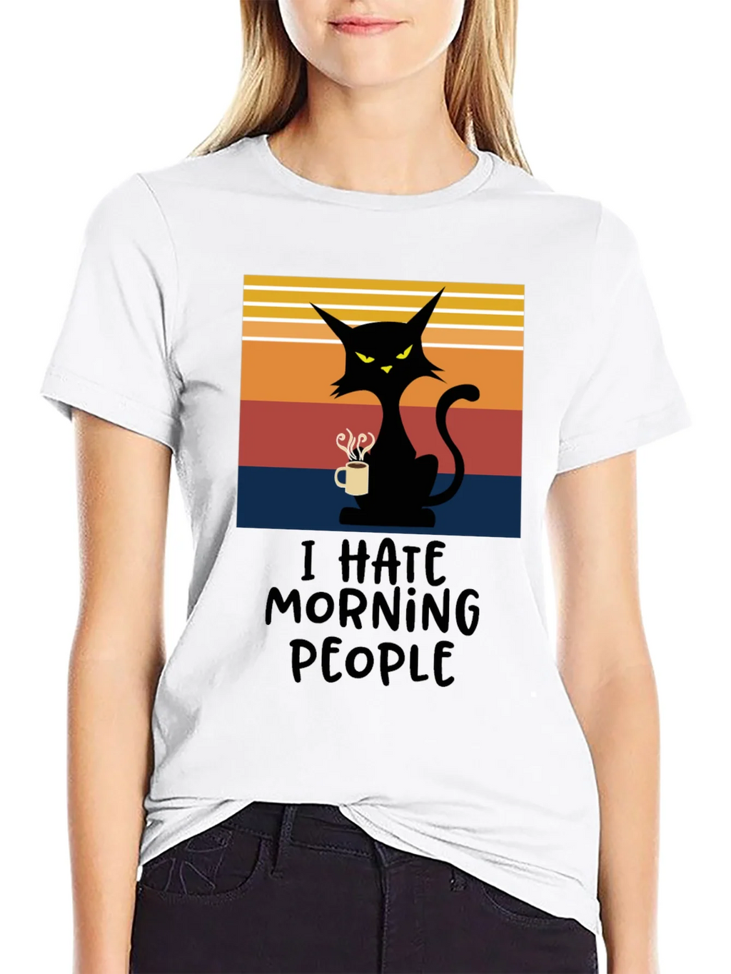I Hate Morning People Cat T-Shirt product image 8