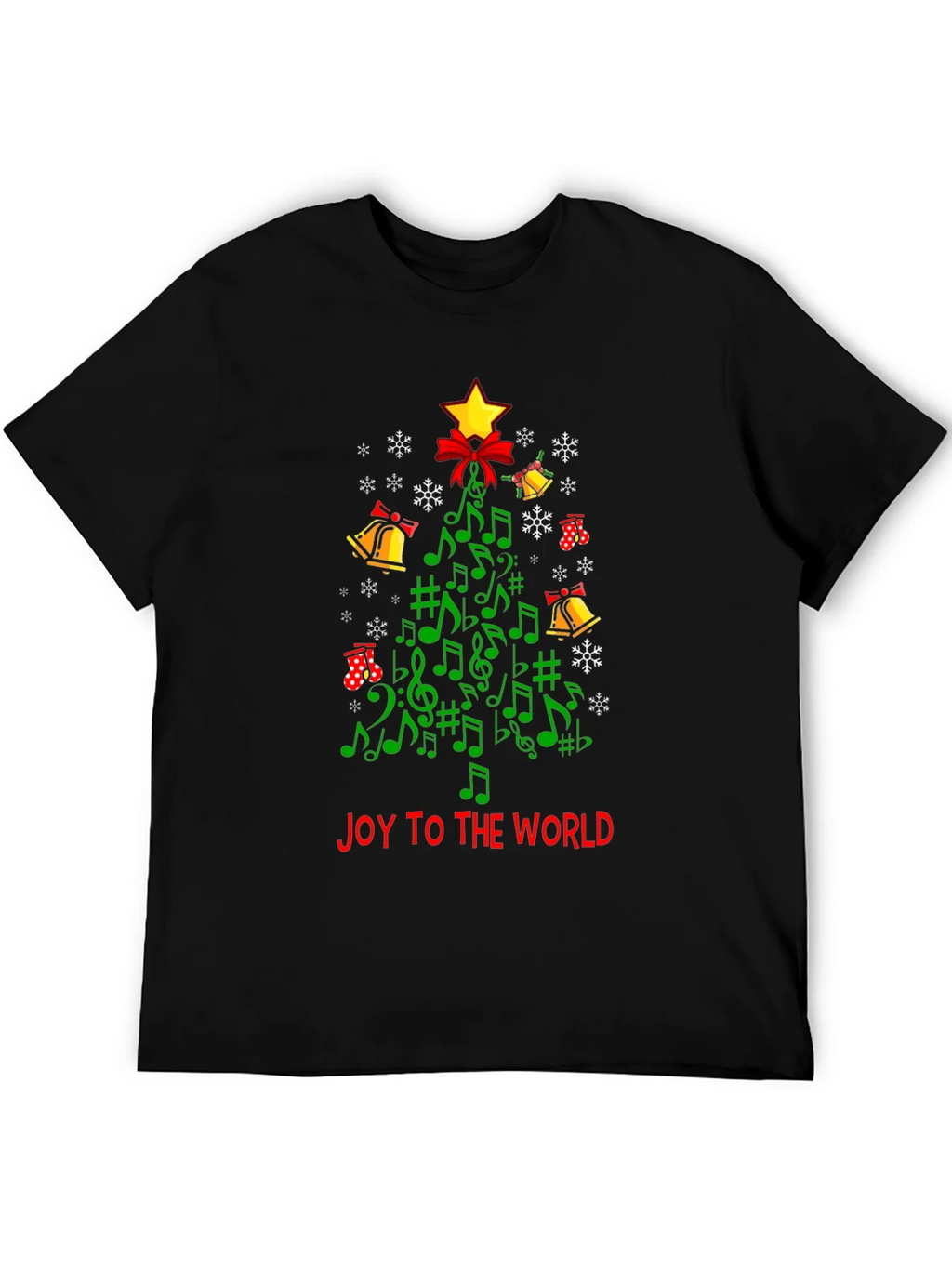 Festive Music Notes Christmas Tree T-Shirt product image 3
