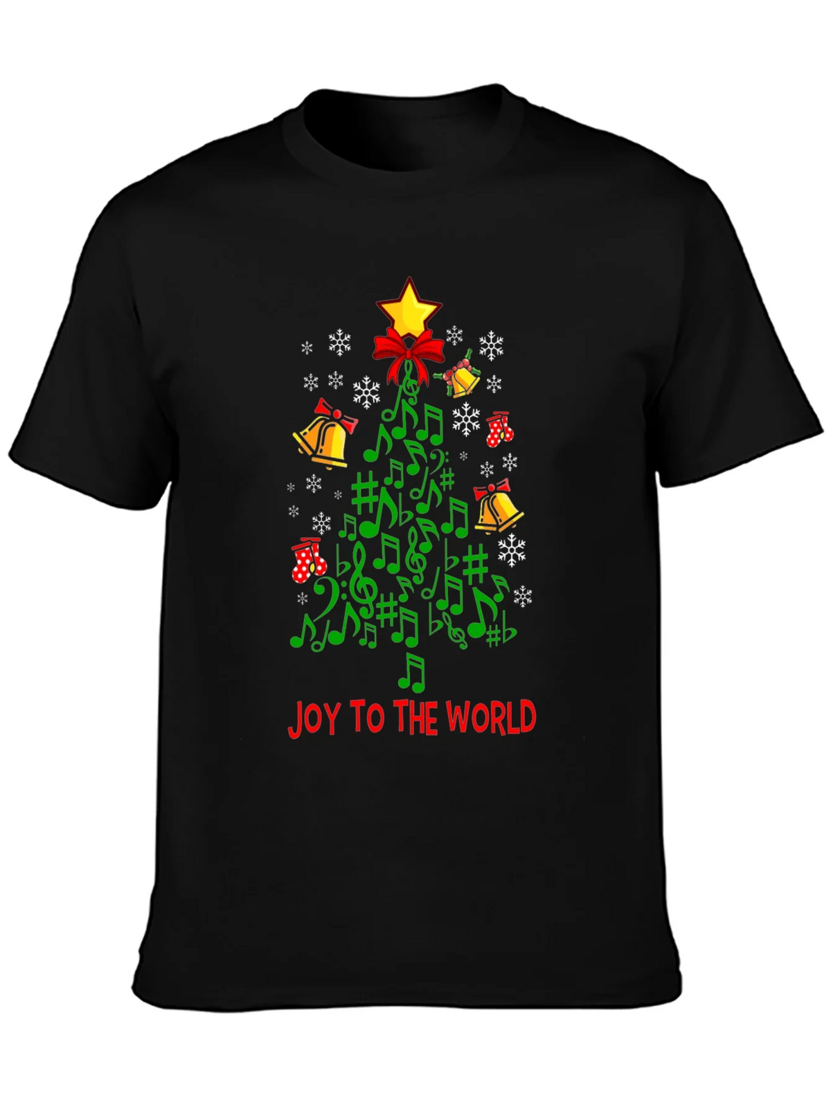 Festive Music Notes Christmas Tree T-Shirt product image 1