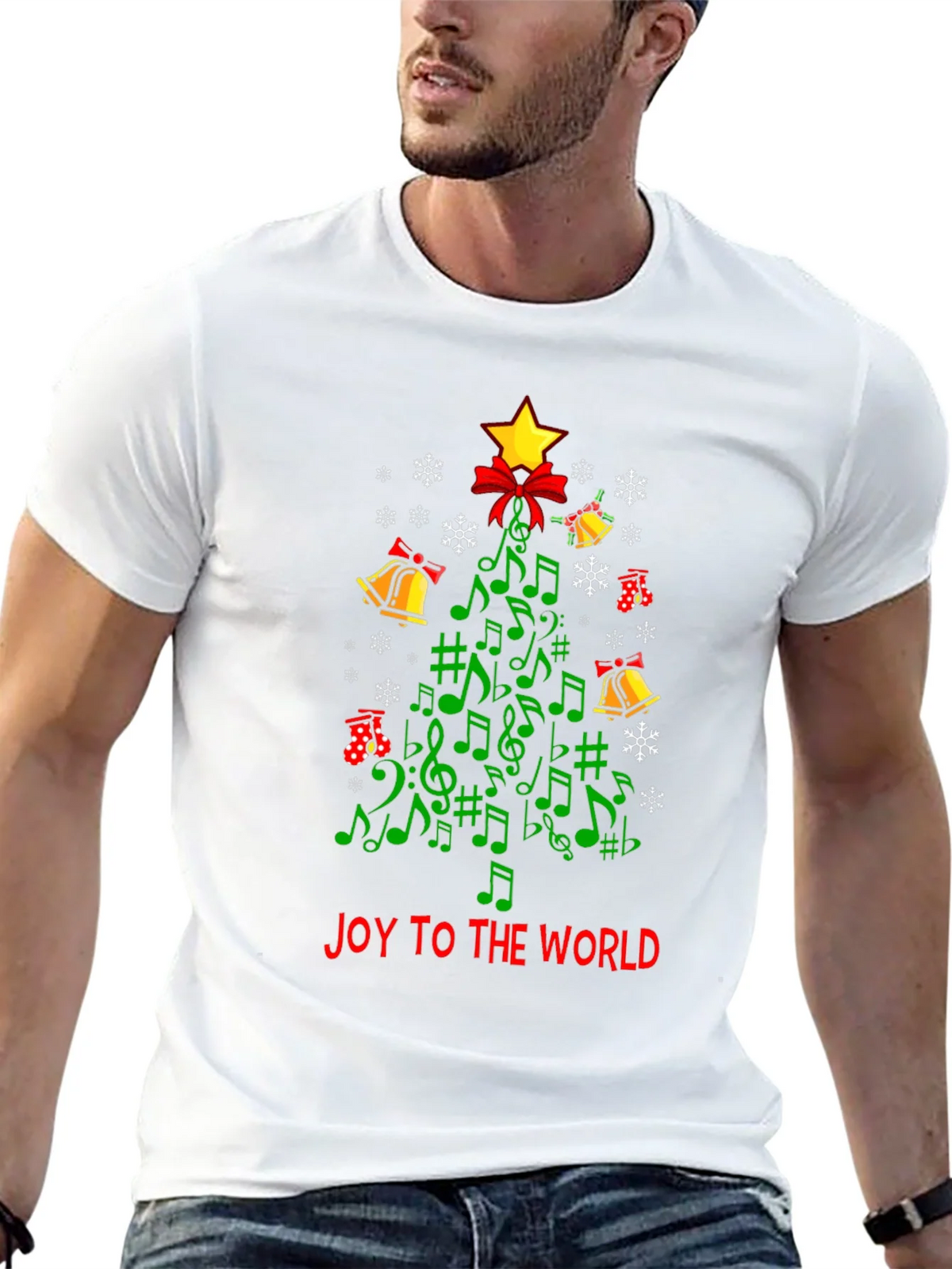 Festive Music Notes Christmas Tree T-Shirt product image 8