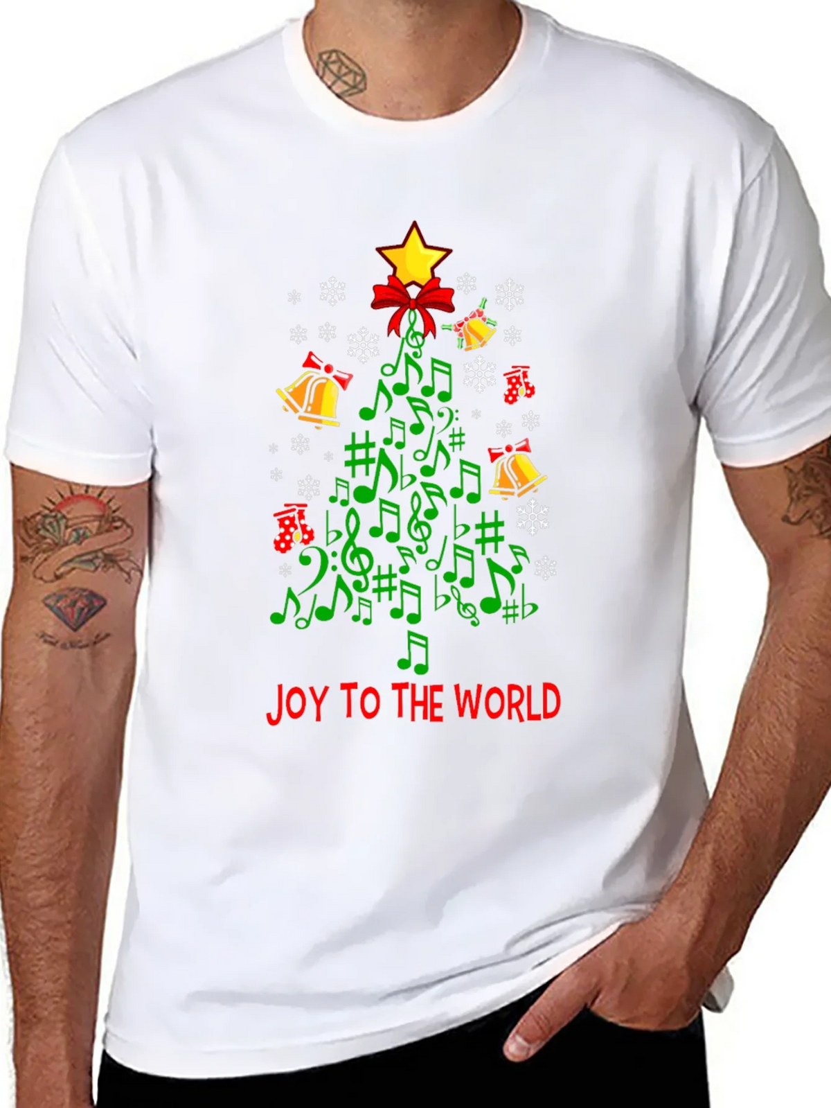 Festive Music Notes Christmas Tree T-Shirt product image 5