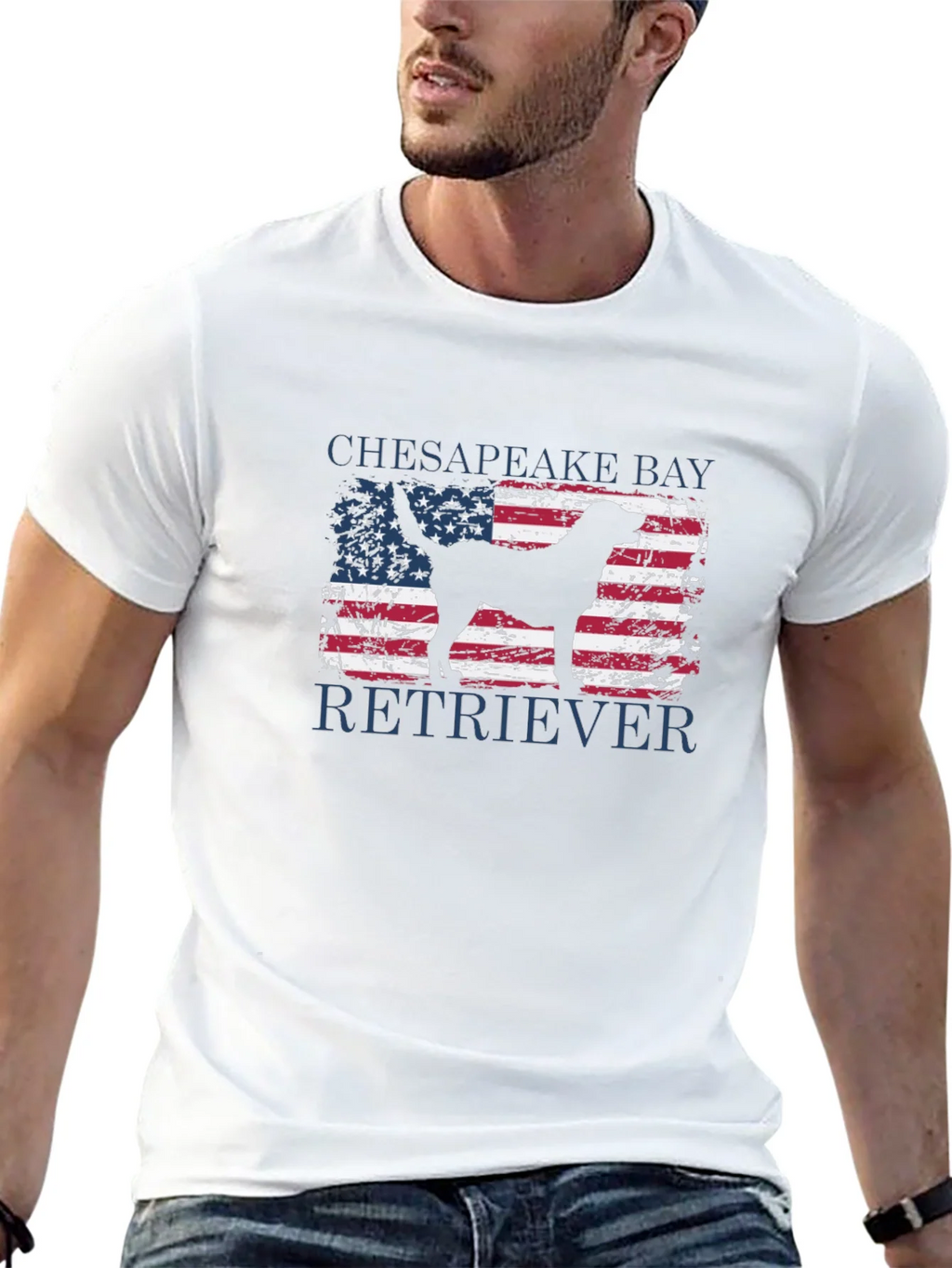 Chesapeake Bay Retriever USA Flag T-Shirt product image 12