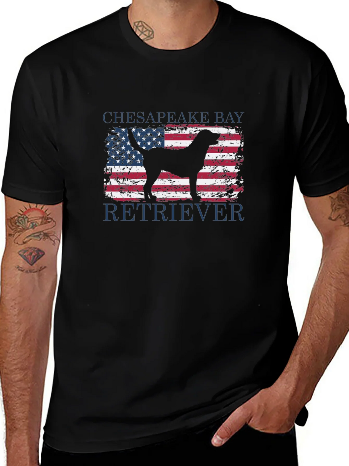 Chesapeake Bay Retriever USA Flag T-Shirt product image 1