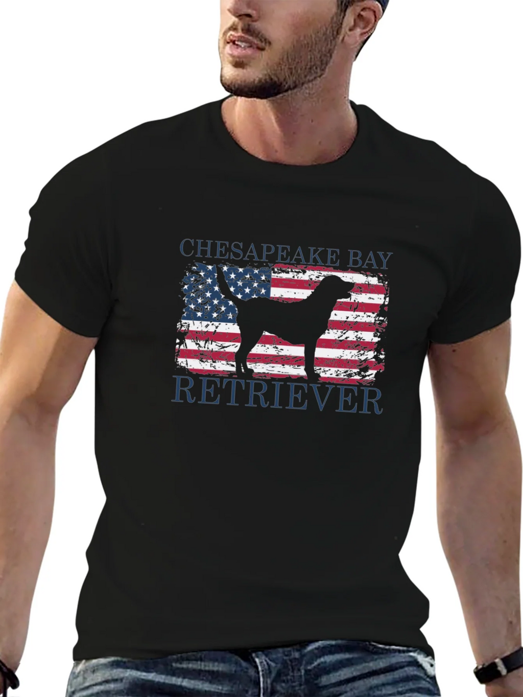 Chesapeake Bay Retriever USA Flag T-Shirt product image 6