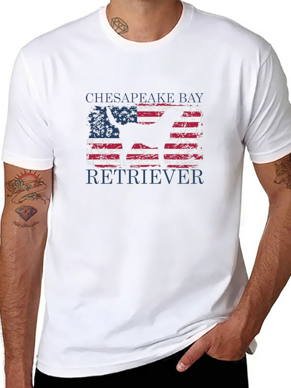 Chesapeake Bay Retriever USA Flag T-Shirt product image 7