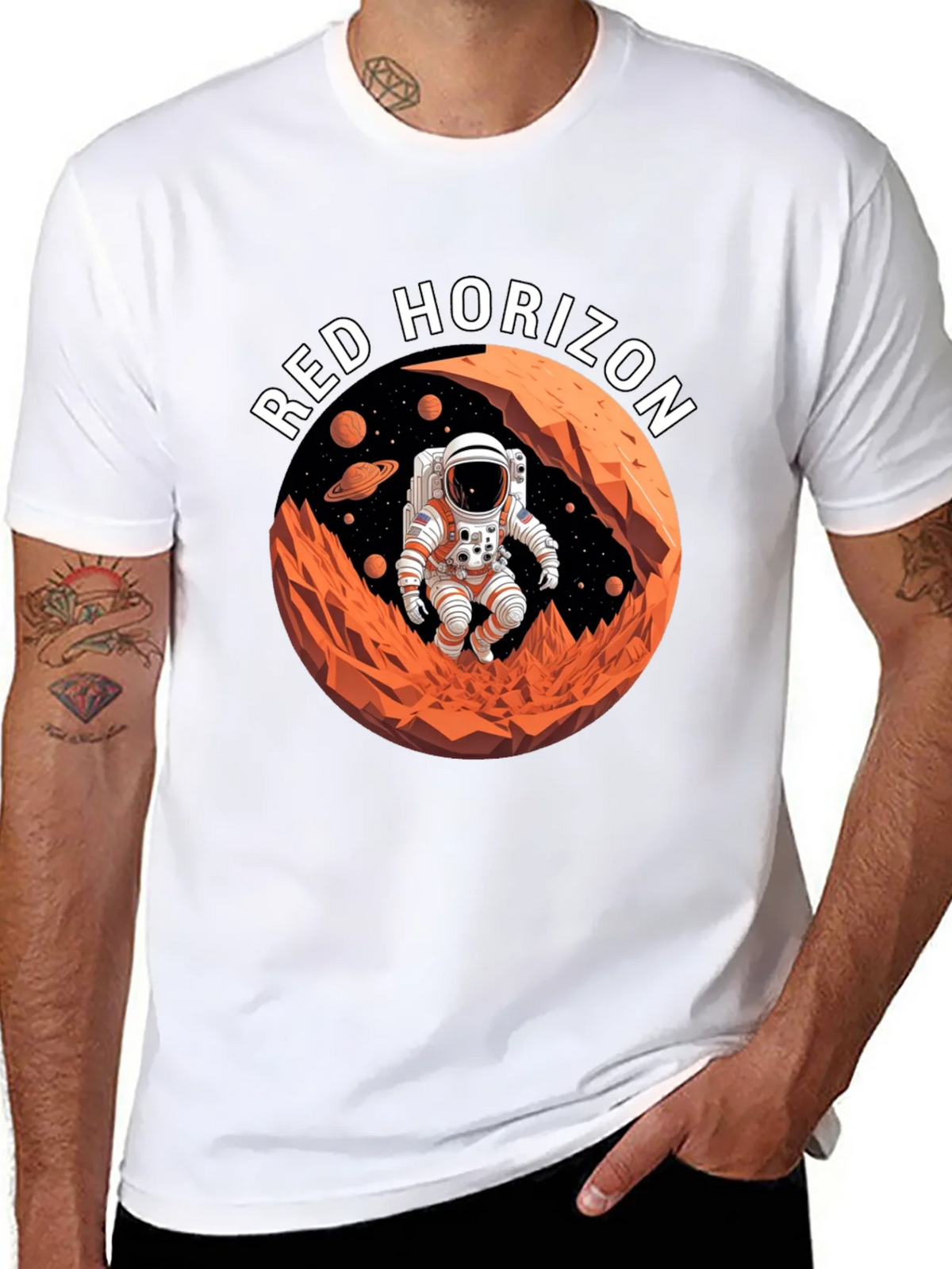 Red Horizon Astronaut T-Shirt - Space Adventure product image 6