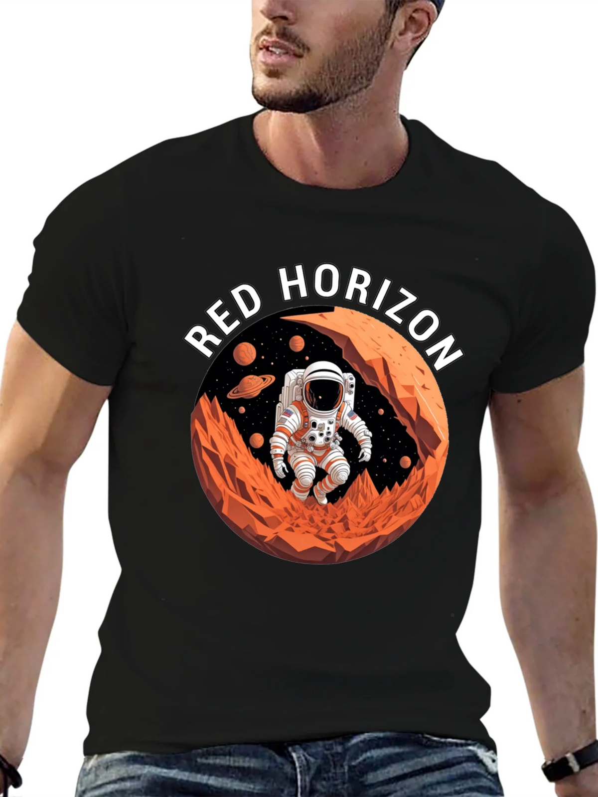 Red Horizon Astronaut T-Shirt - Space Adventure product image 5