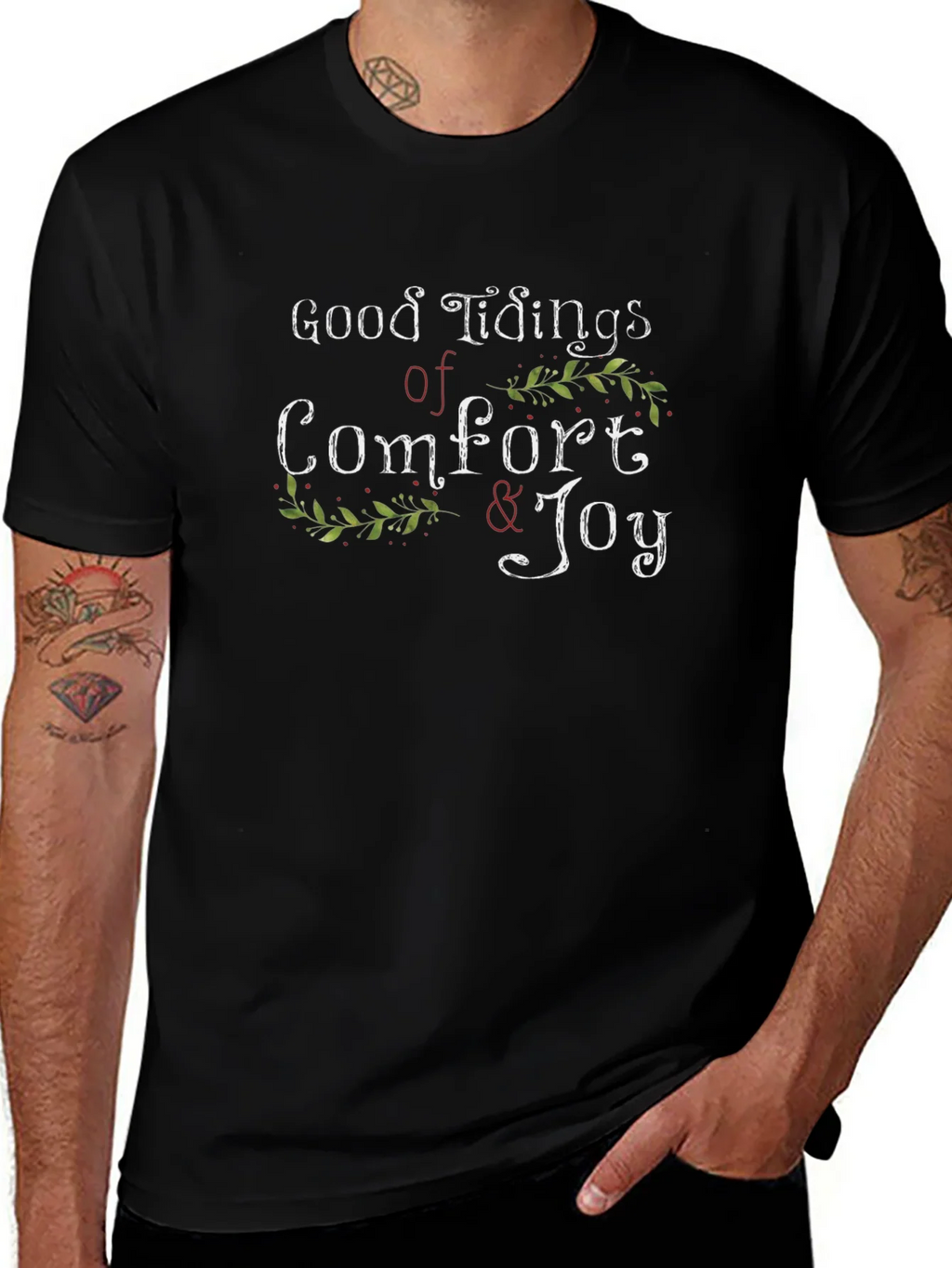 Good Tidings of Comfort & Joy Black T-Shirt product image 1