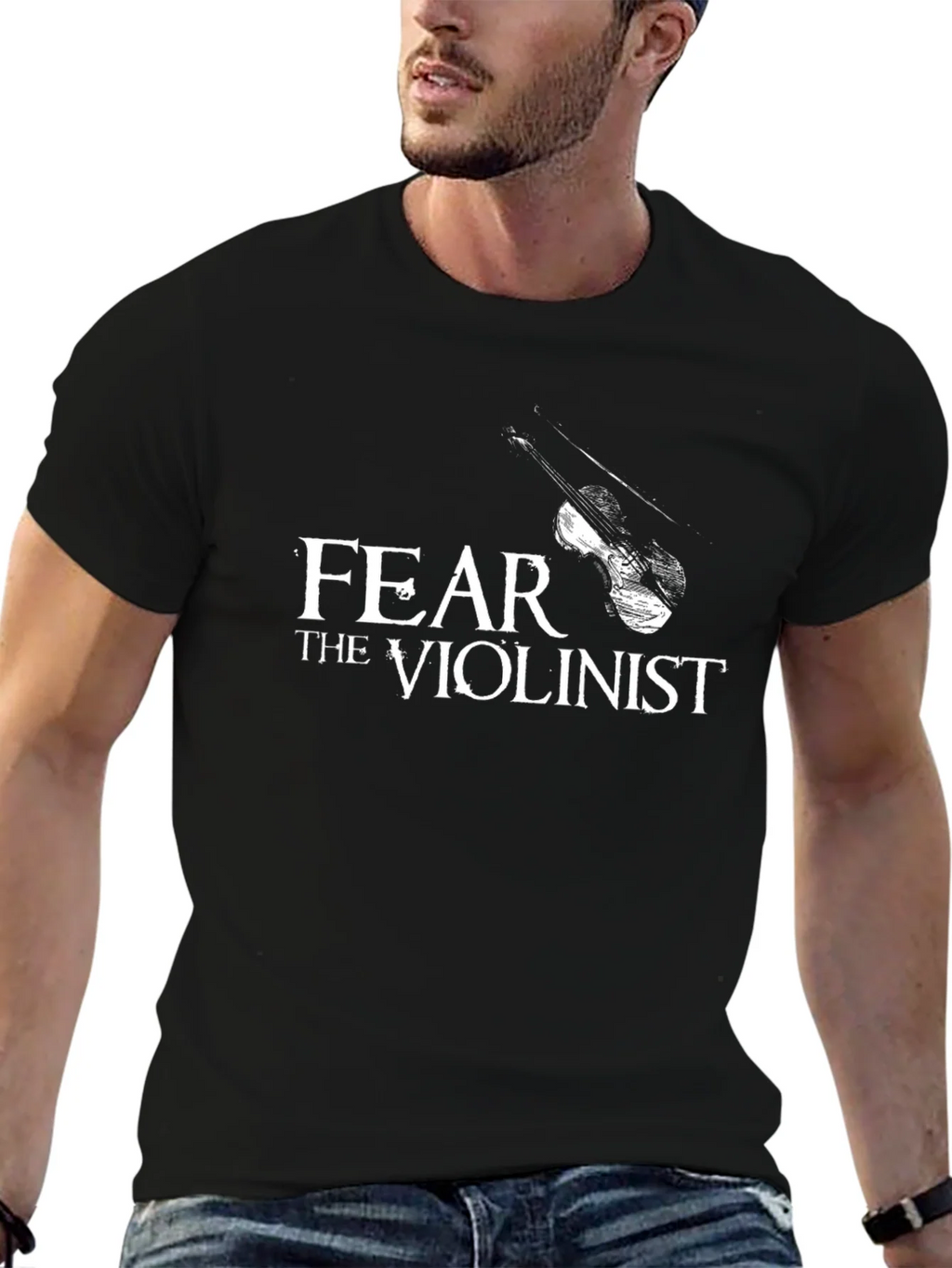 Fear the Violinist Black Graphic T-Shirt product image 6