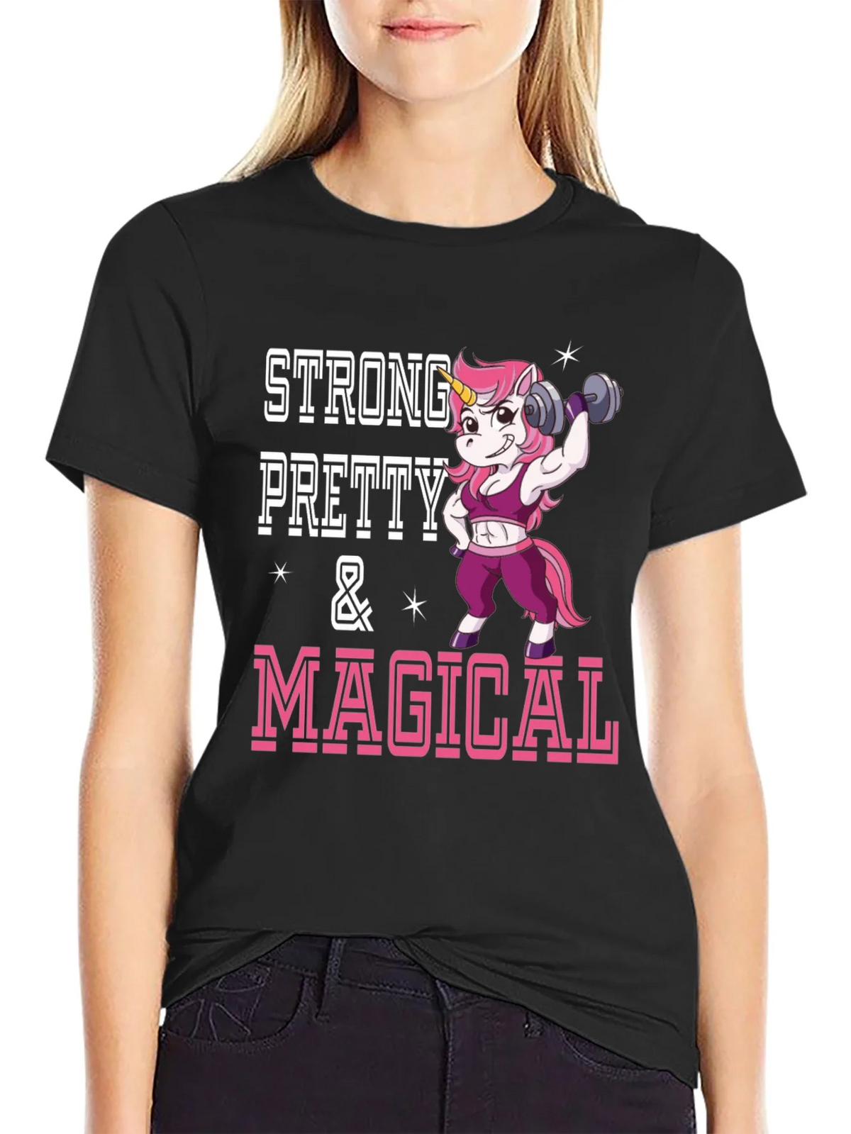 Strong Pretty Magical Unicorn Workout Shirt product image 2