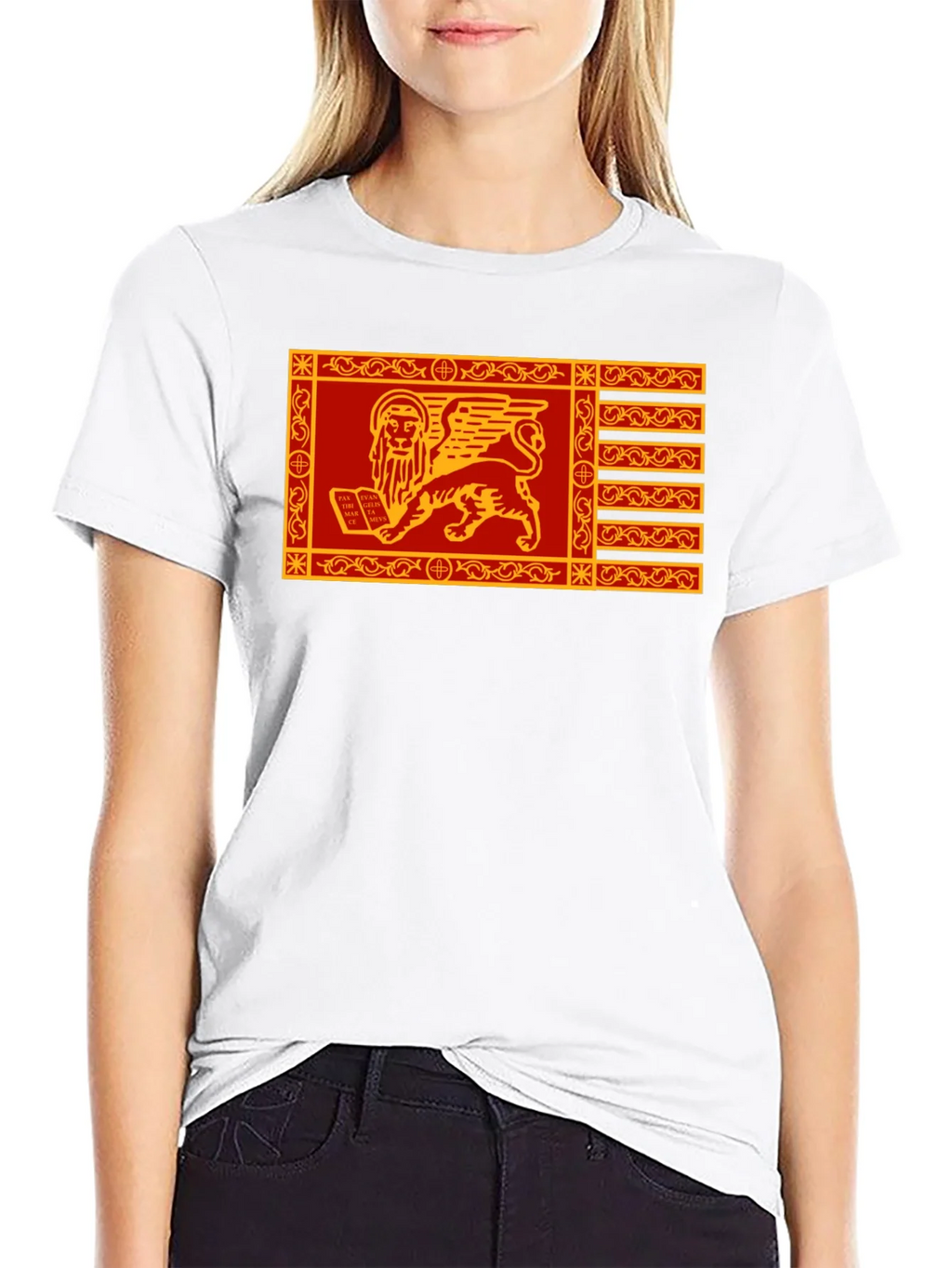 Venetian Flag Lion T-Shirt - Black Cotton Tee product image 8
