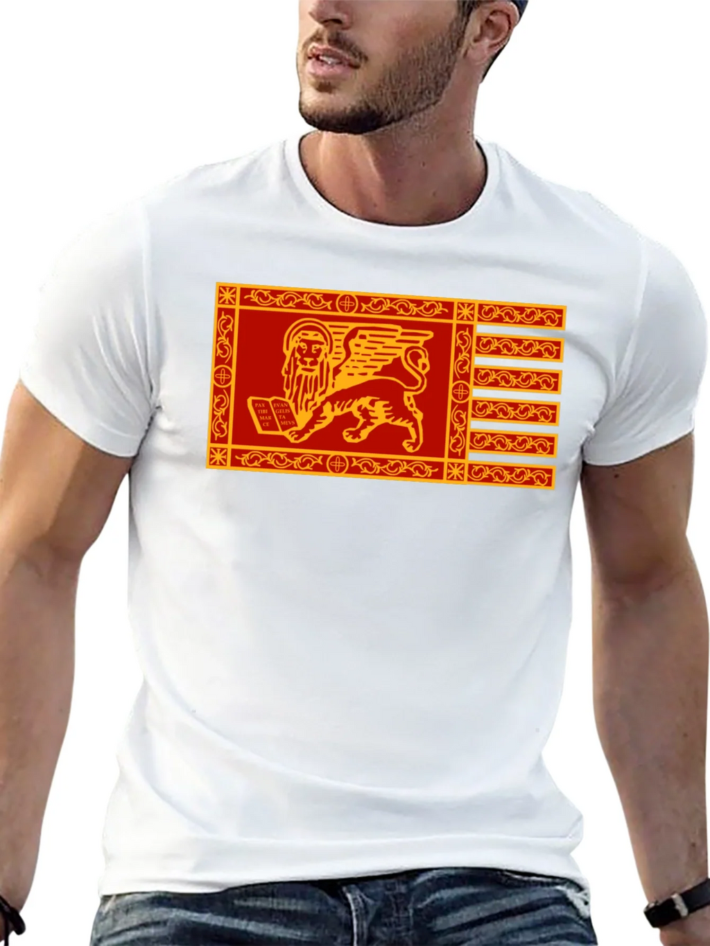 Venetian Flag Lion T-Shirt - Black Cotton Tee product image 11