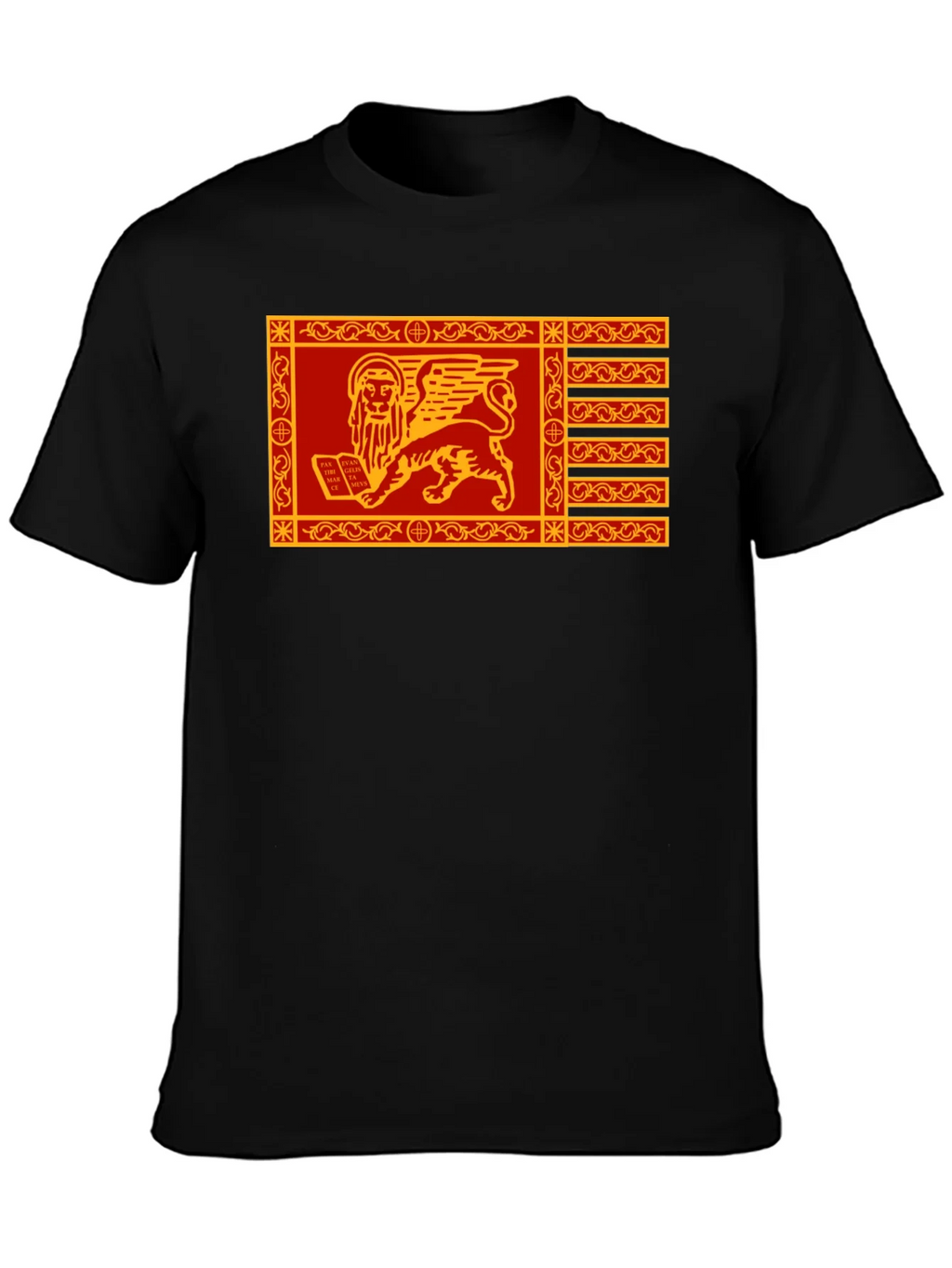 Venetian Flag Lion T-Shirt - Black Cotton Tee product image 3