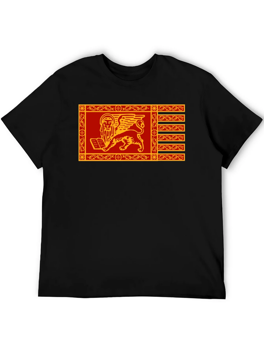 Venetian Flag Lion T-Shirt - Black Cotton Tee product image 5