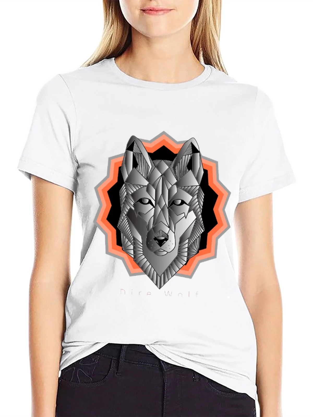 Geometric Wolf Graphic Tee - Black Cotton Blend product image 8