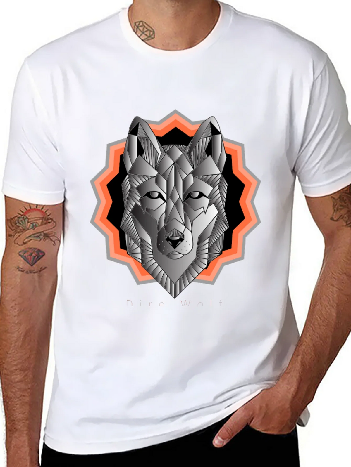 Geometric Wolf Graphic Tee - Black Cotton Blend product image 7