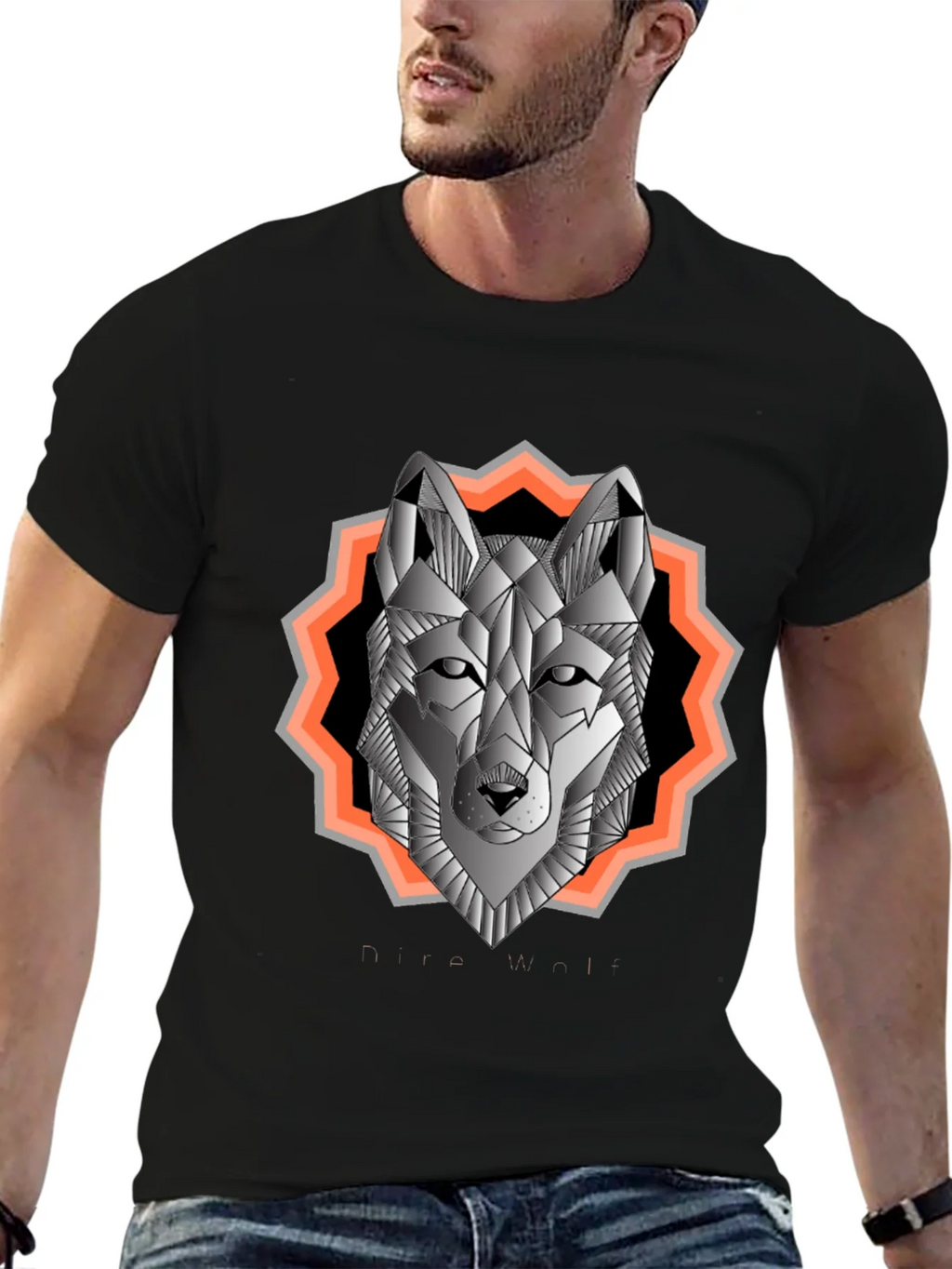 Geometric Wolf Graphic Tee - Black Cotton Blend product image 6