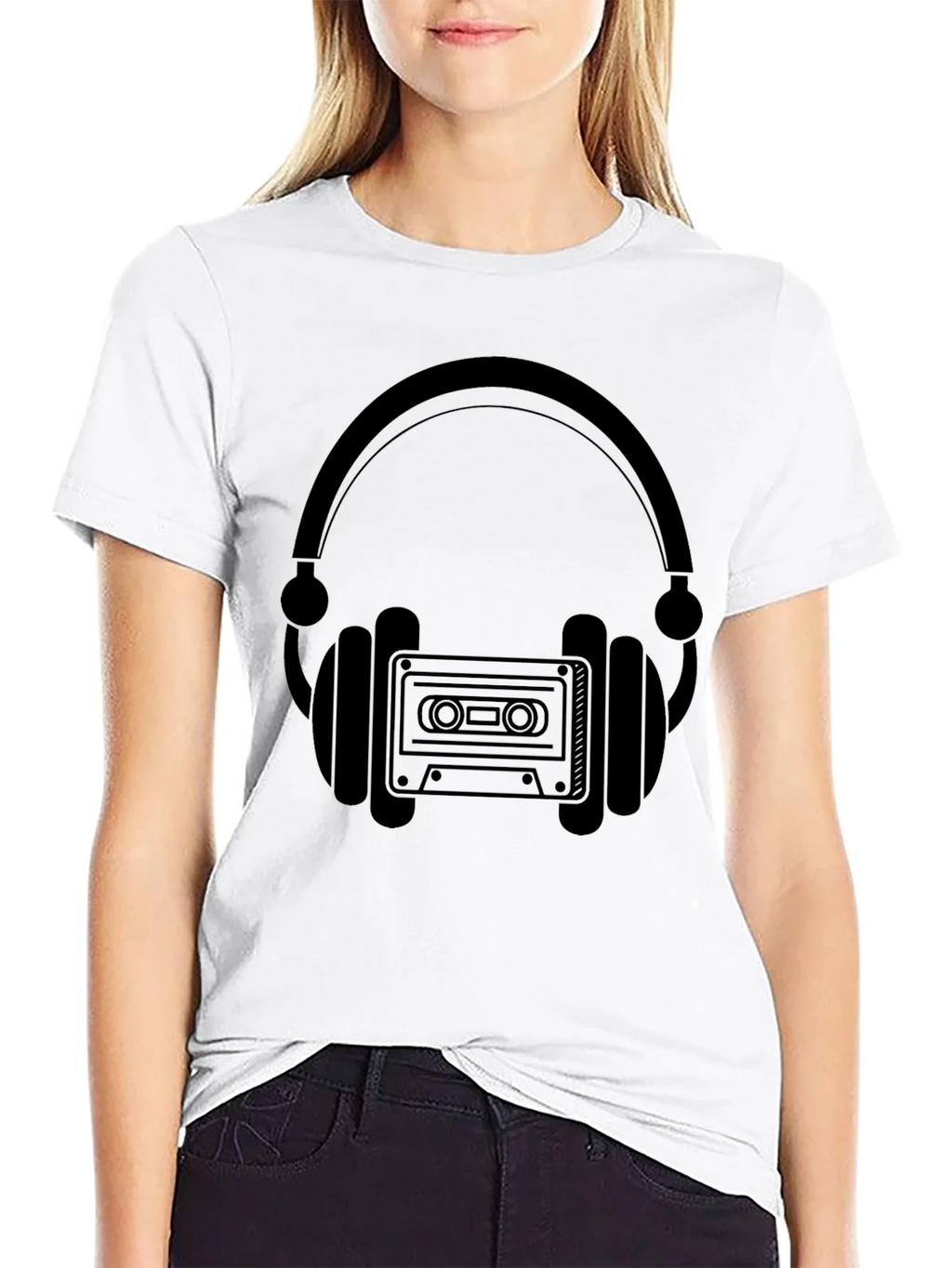 Retro Headphones & Cassette Tape Graphic T-Shirt product image 8