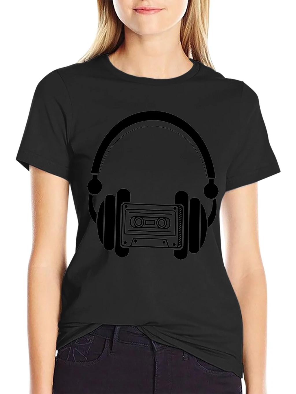 Retro Headphones & Cassette Tape Graphic T-Shirt product image 2