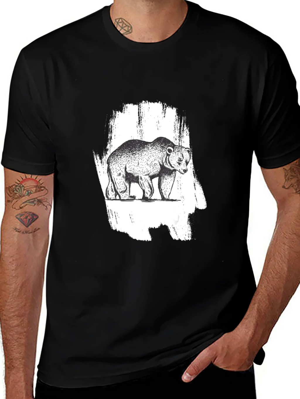 Bear Graphic Black T-Shirt - Nature Inspired Tee product image 1