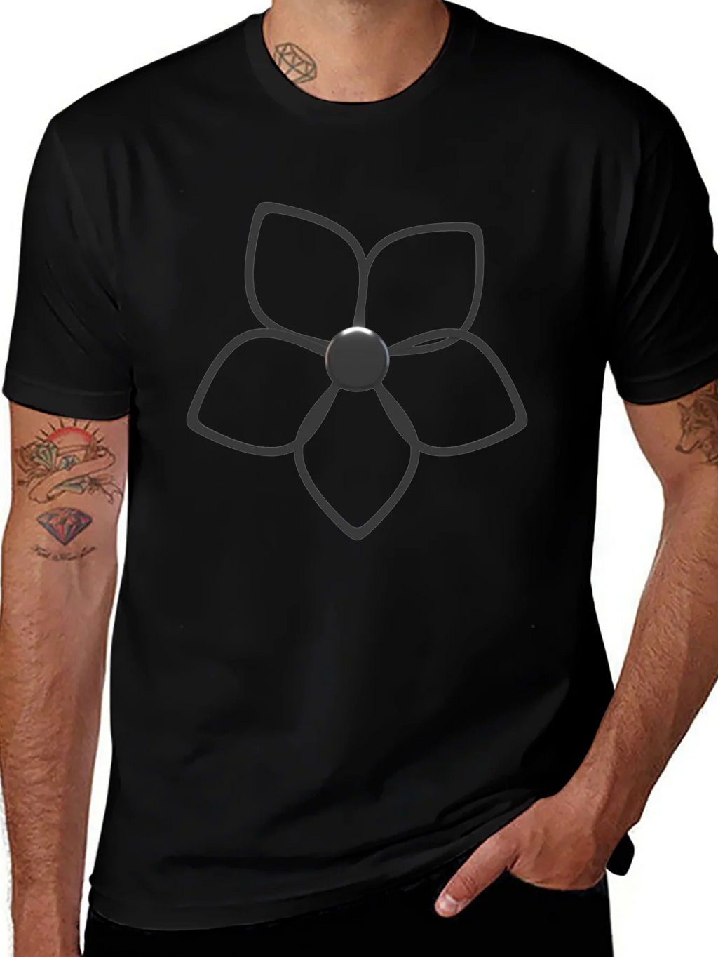 Black T-Shirt with Floral Graphic product image 1