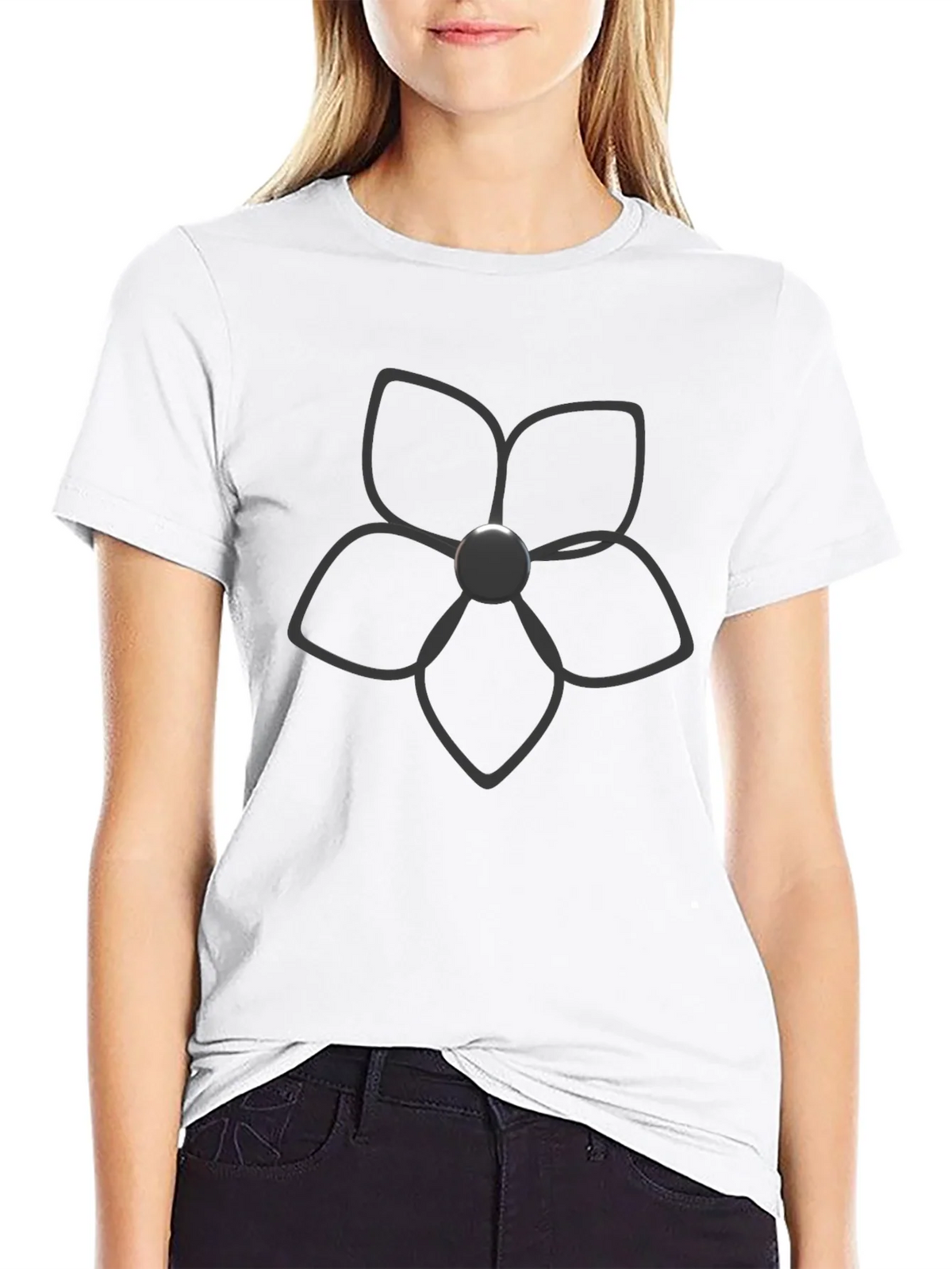 Black T-Shirt with Floral Graphic product image 8