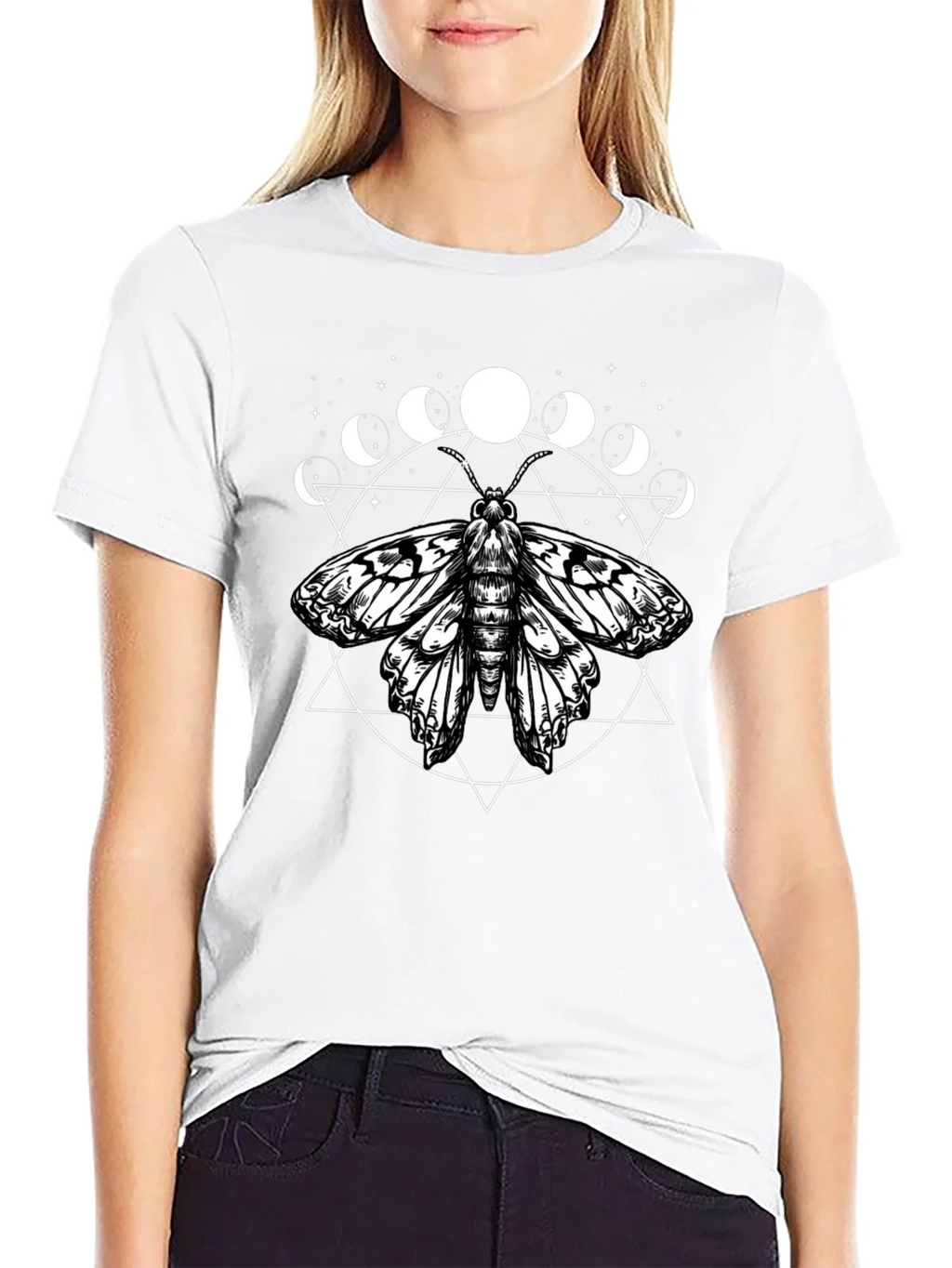 Moth Moon Phases Graphic Tee - Black product image 7